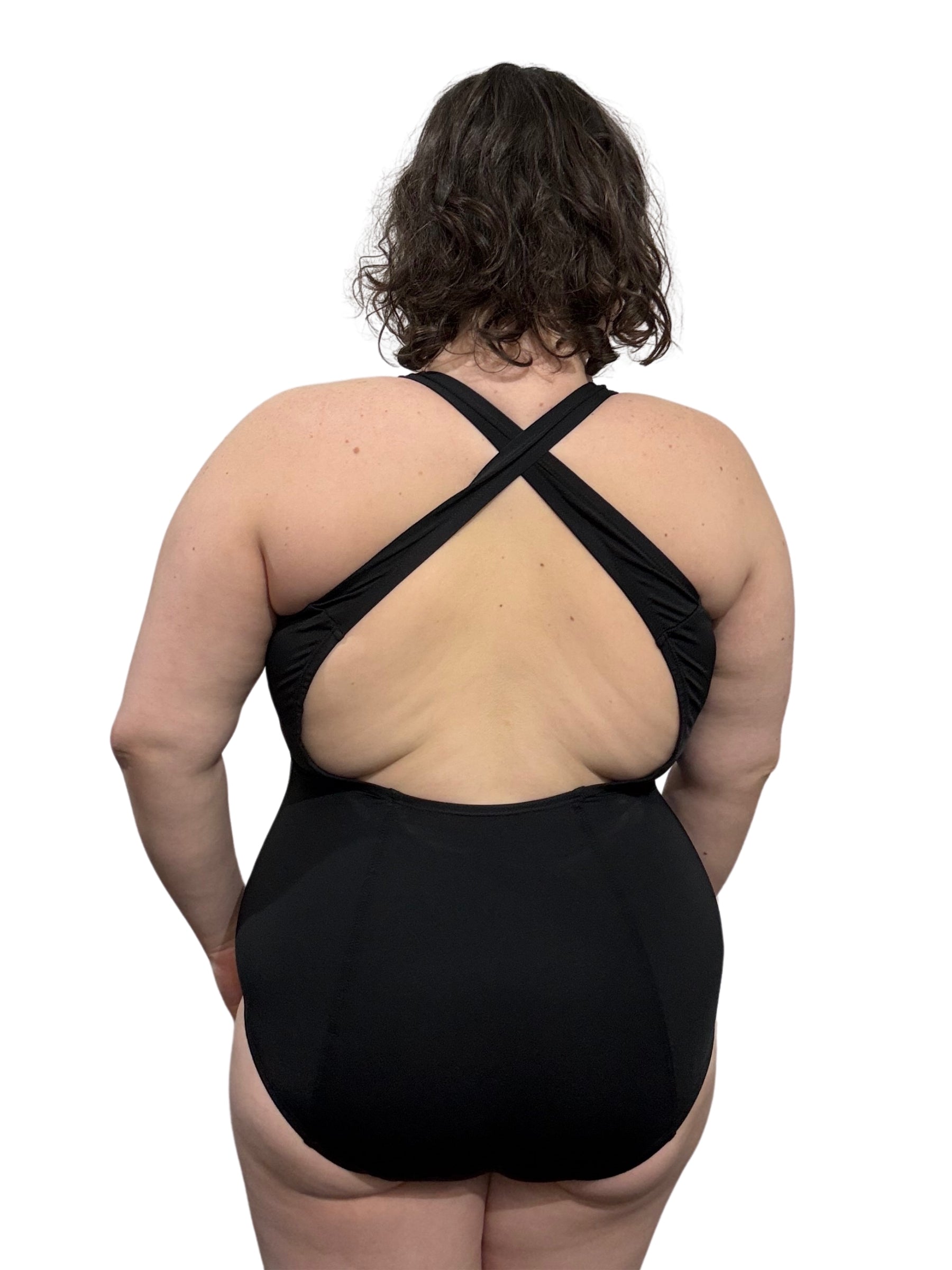 Maillot d'Aquaforme Dos Croisé Taille Plus - Noir