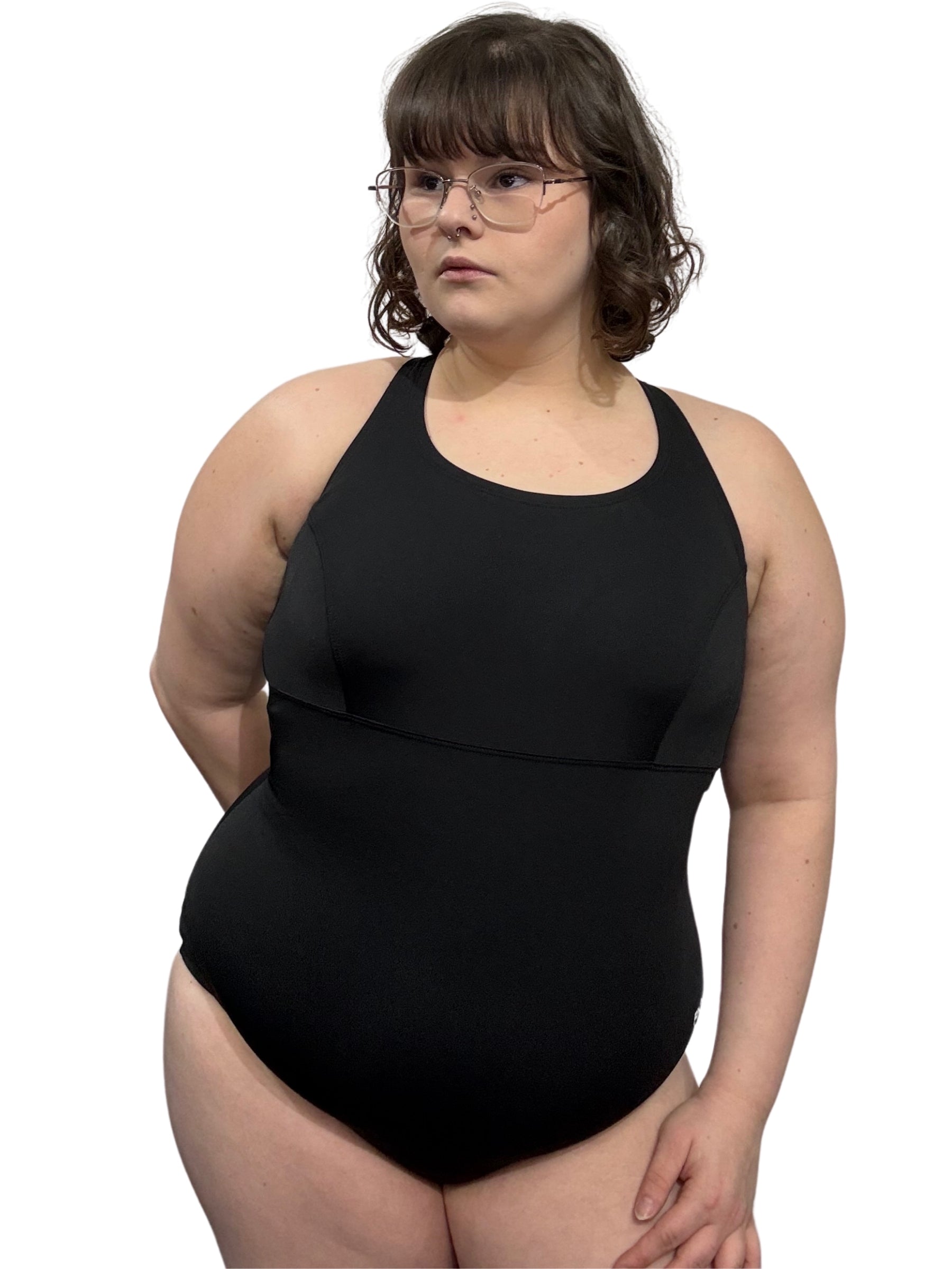 Maillot d'Aquaforme Dos Croisé Taille Plus - Noir