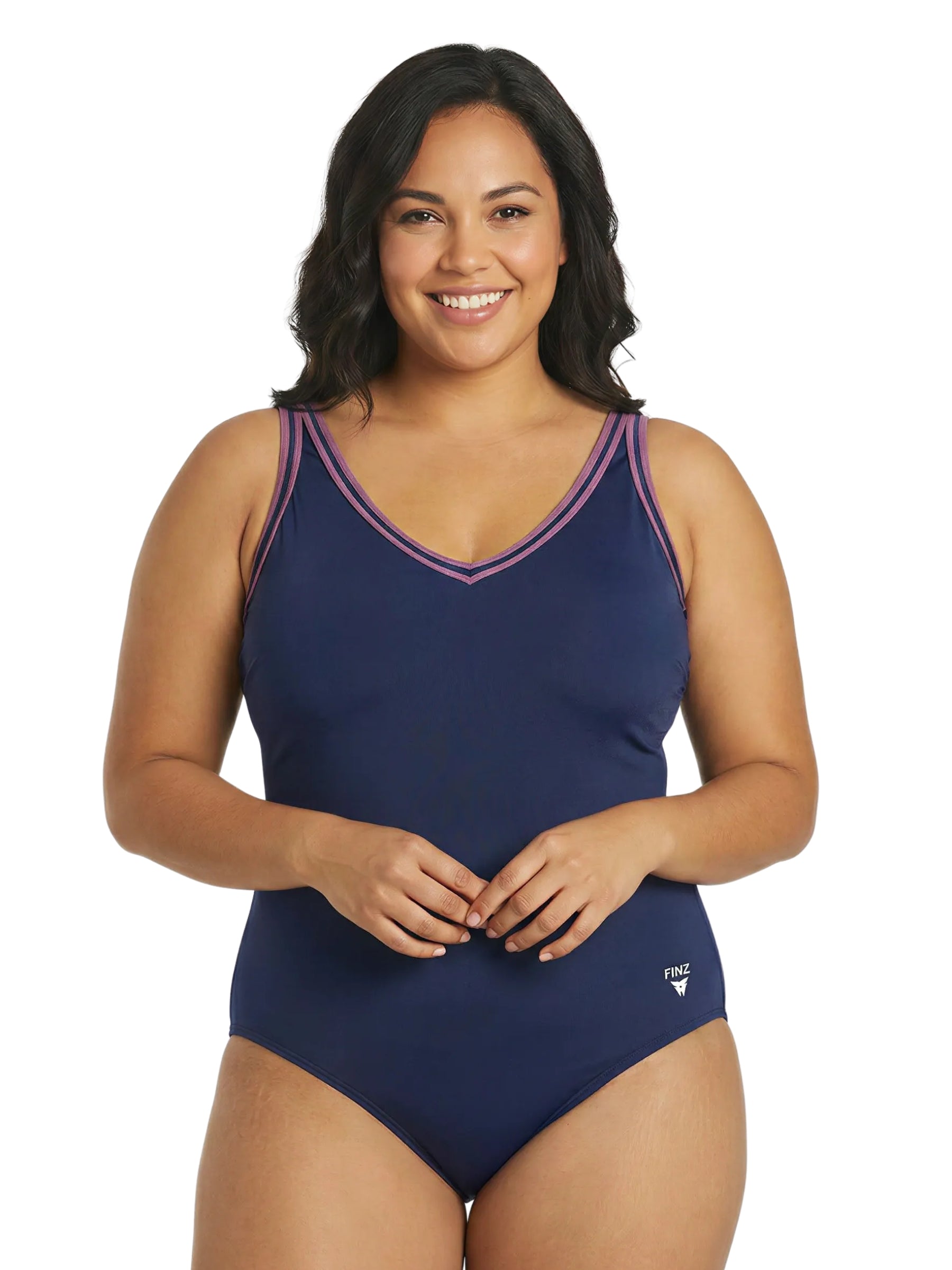 Plus Size Long Swimsuit - Black & Teal