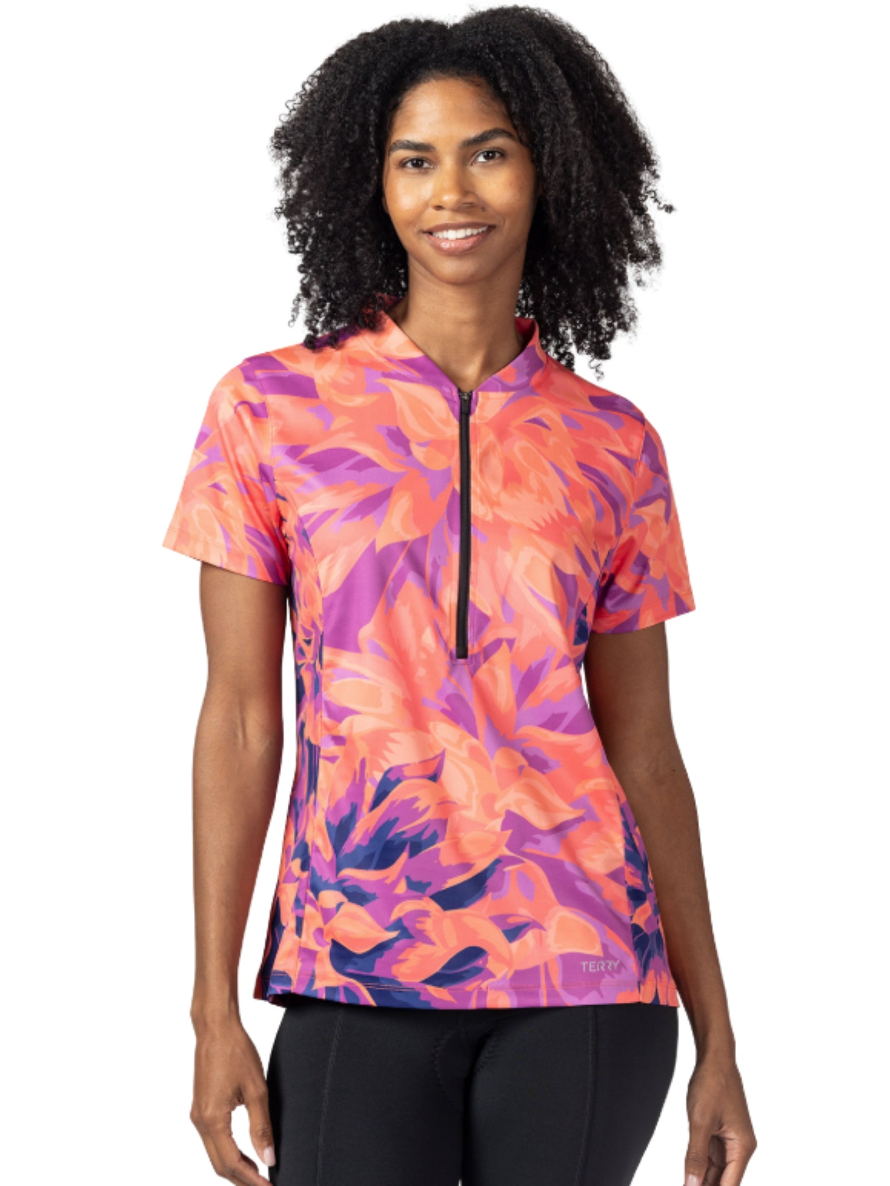 Maillot de vélo manches courtes Actif Jersey Taille Plus - Chroma Coral