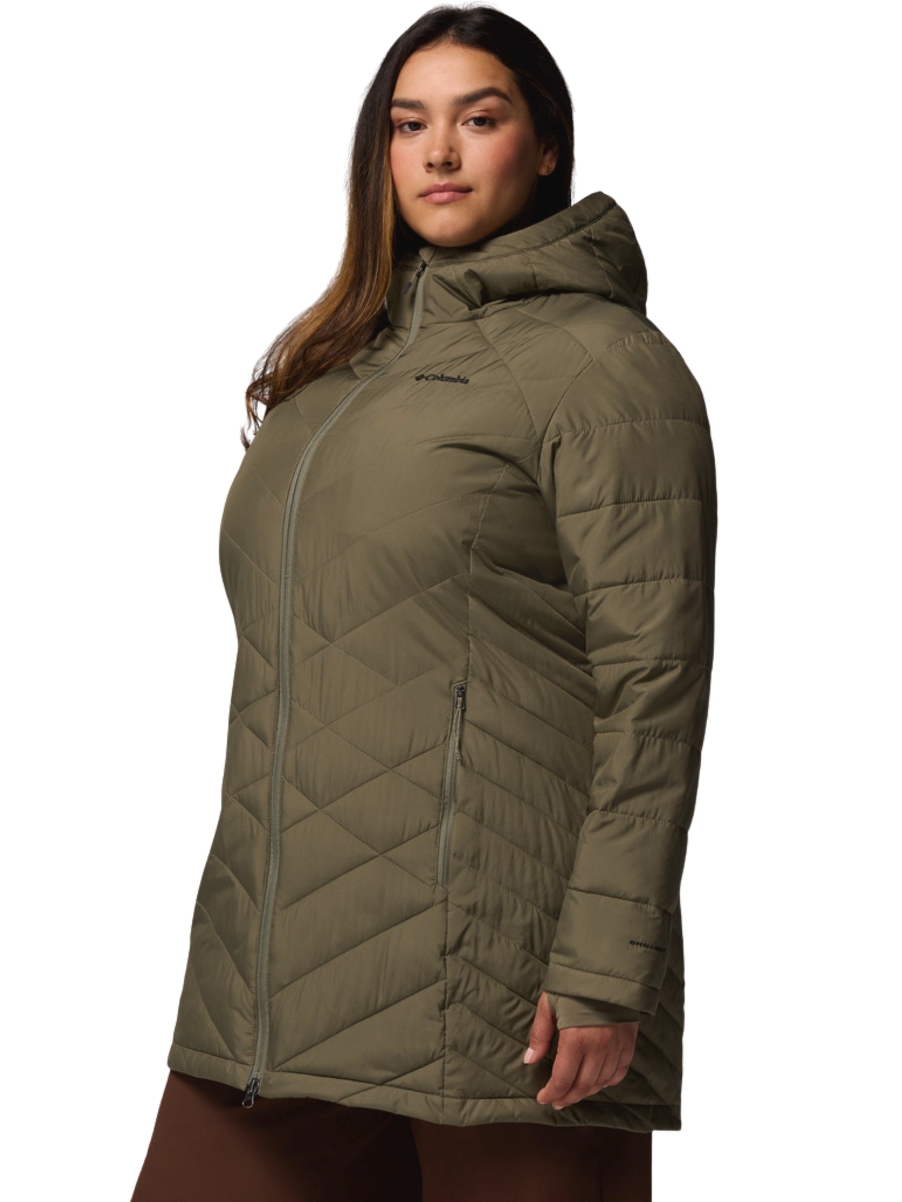 Heavenly Plus Size Long Hooded Coat - Stone Green