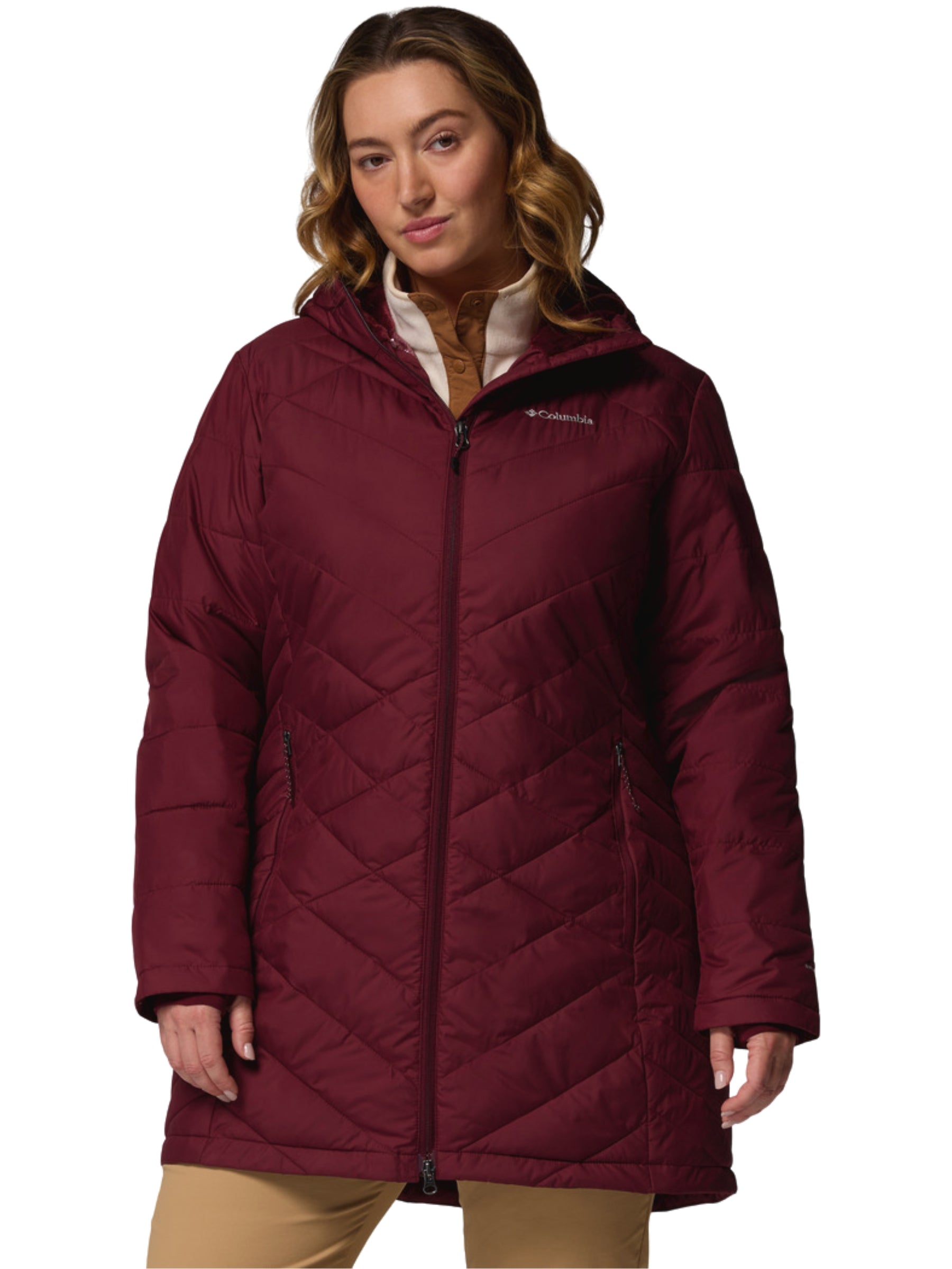 Manteau Long avec Capuchon Heavenly Taille Plus - Rich Wine