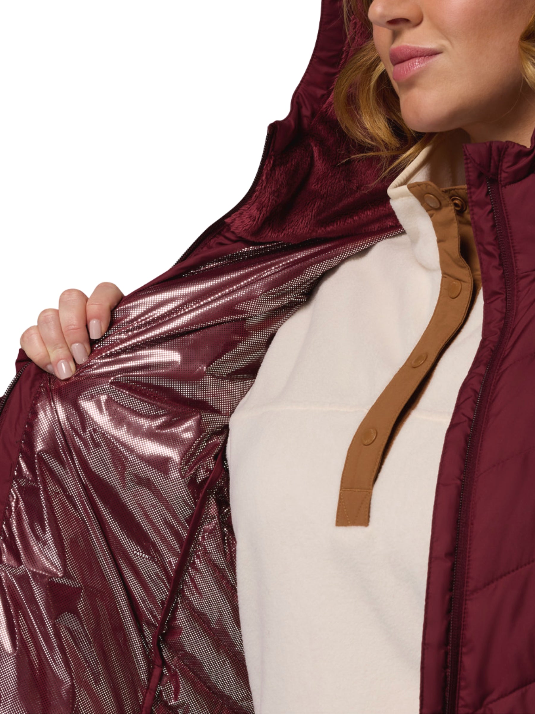 Heavenly Plus Size Long Hooded Coat - Rich Wine