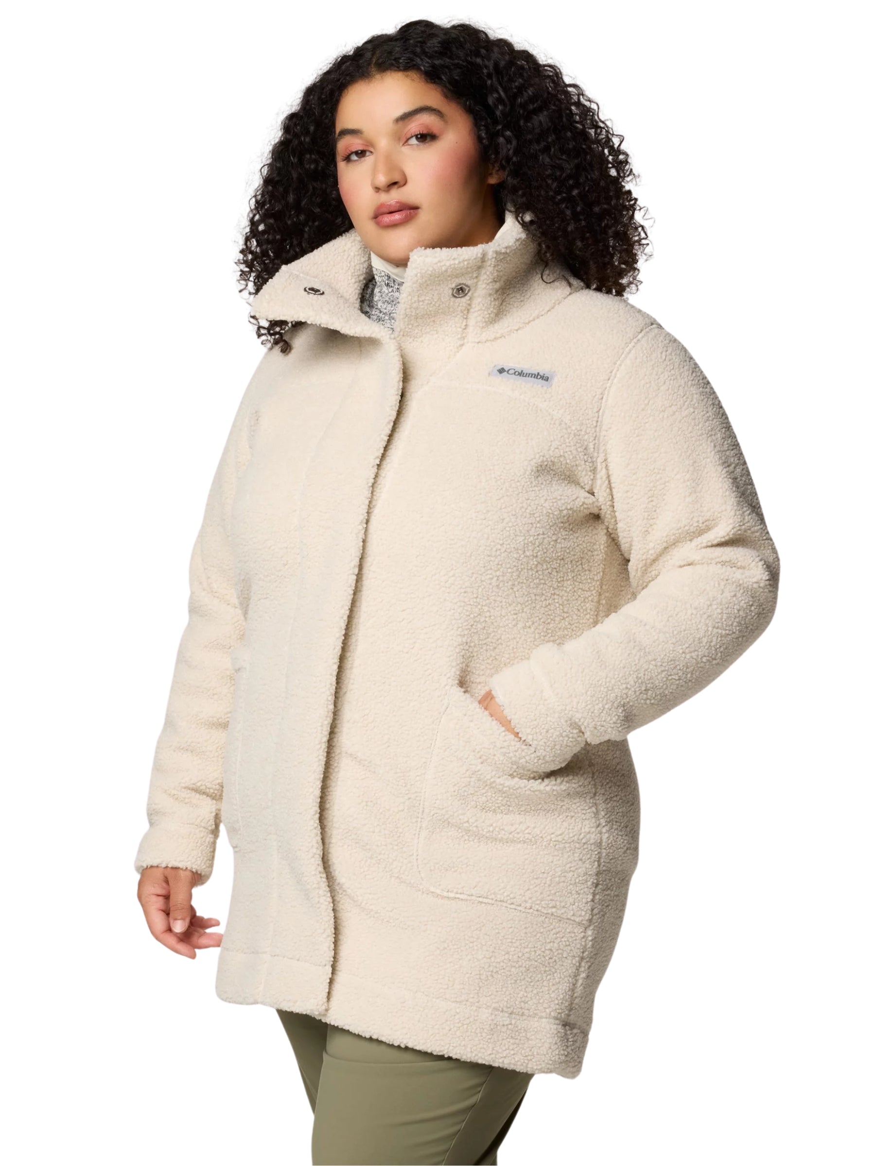 Manteau Long en Sherpa Panorama Taille Plus - Dark Stone