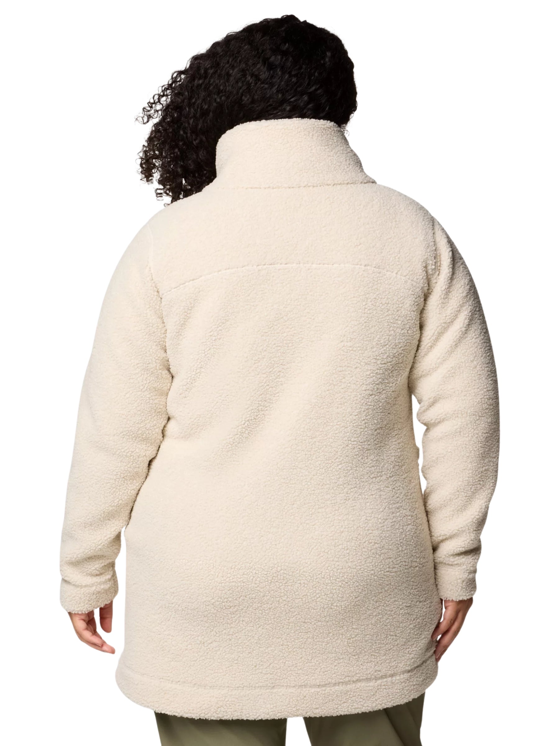 Panorama Plus Size Long Sherpa Coat - Dark Stone