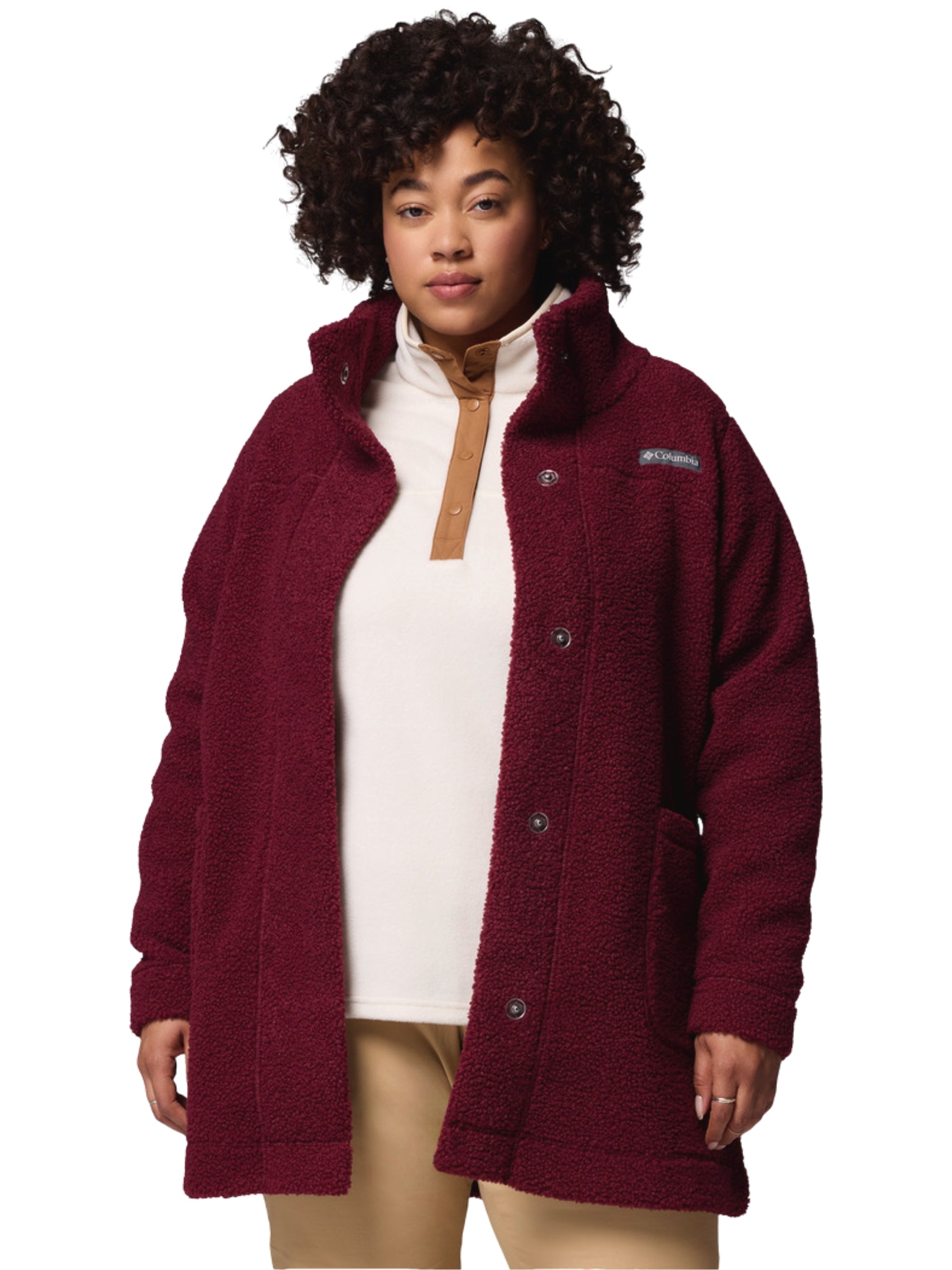 Manteau Long en Sherpa Panorama Taille Plus - Rich Wine