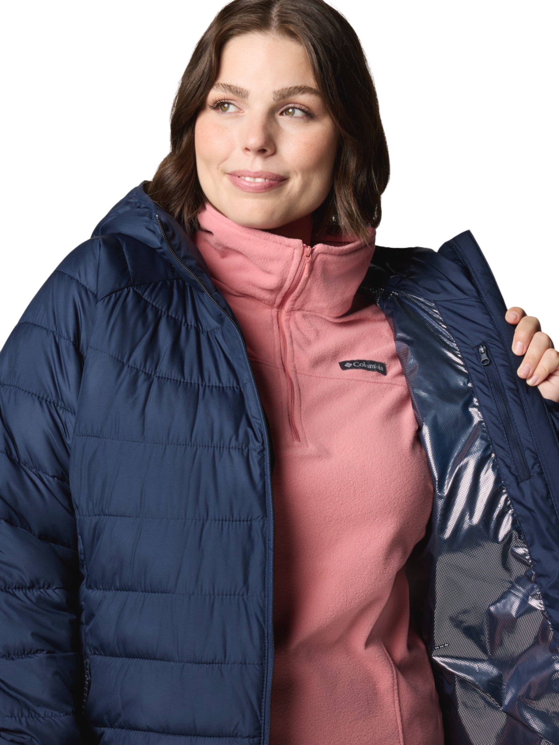 Manteau Mi-long à Capuchon Powder lite II Taille Plus - Collegiate Navy