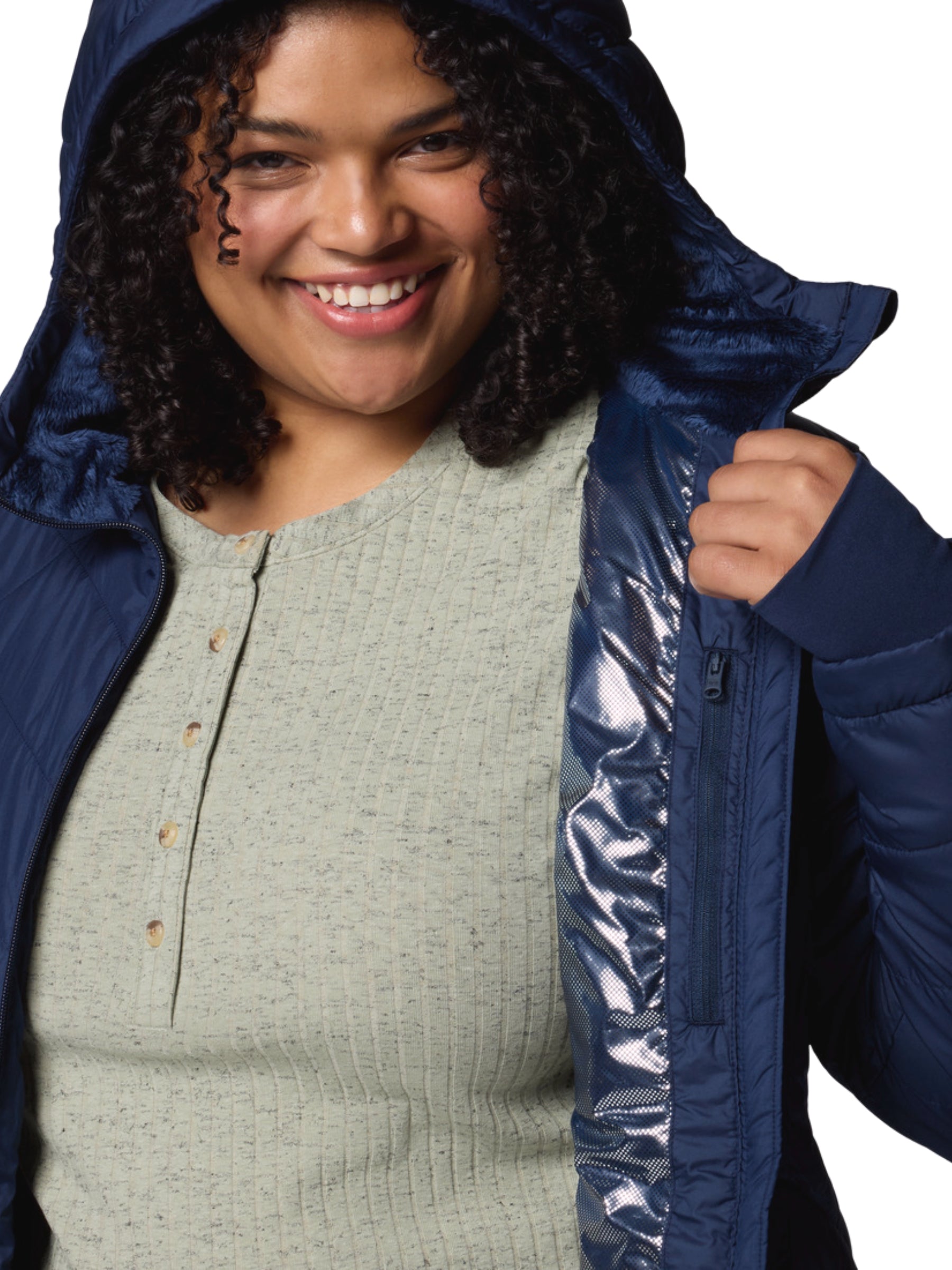 Heavenly Plus Size Hooded Coat - Collegiate Navy