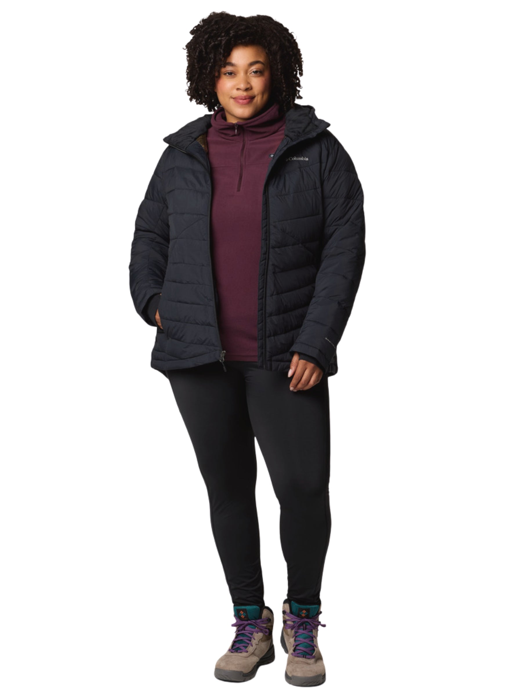 Joy Peak II Plus Size Hooded Coat - Black