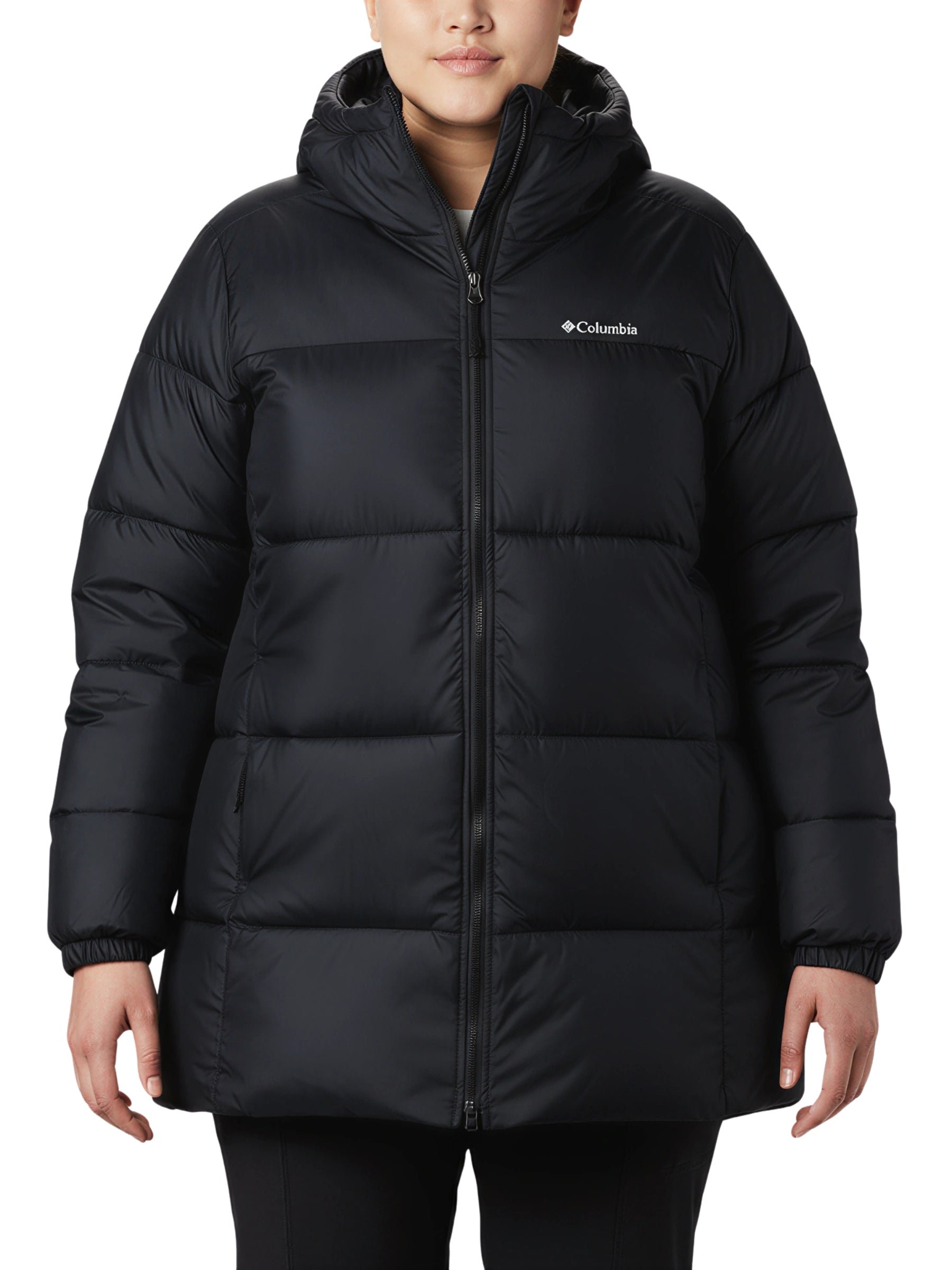 Manteau à Capuchon Mi-Long Puffect II Taille Plus - Noir