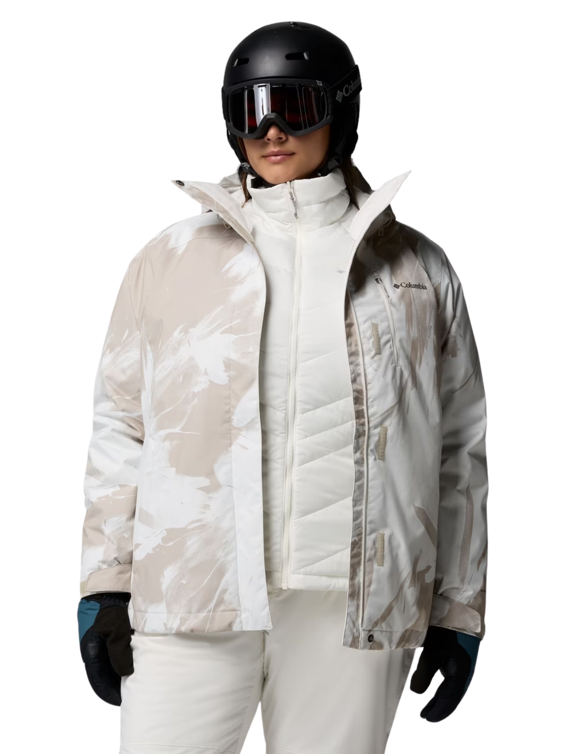 Whirlibird V Plus Size Interchangeable Print Coat - Dark Stone Snowflight