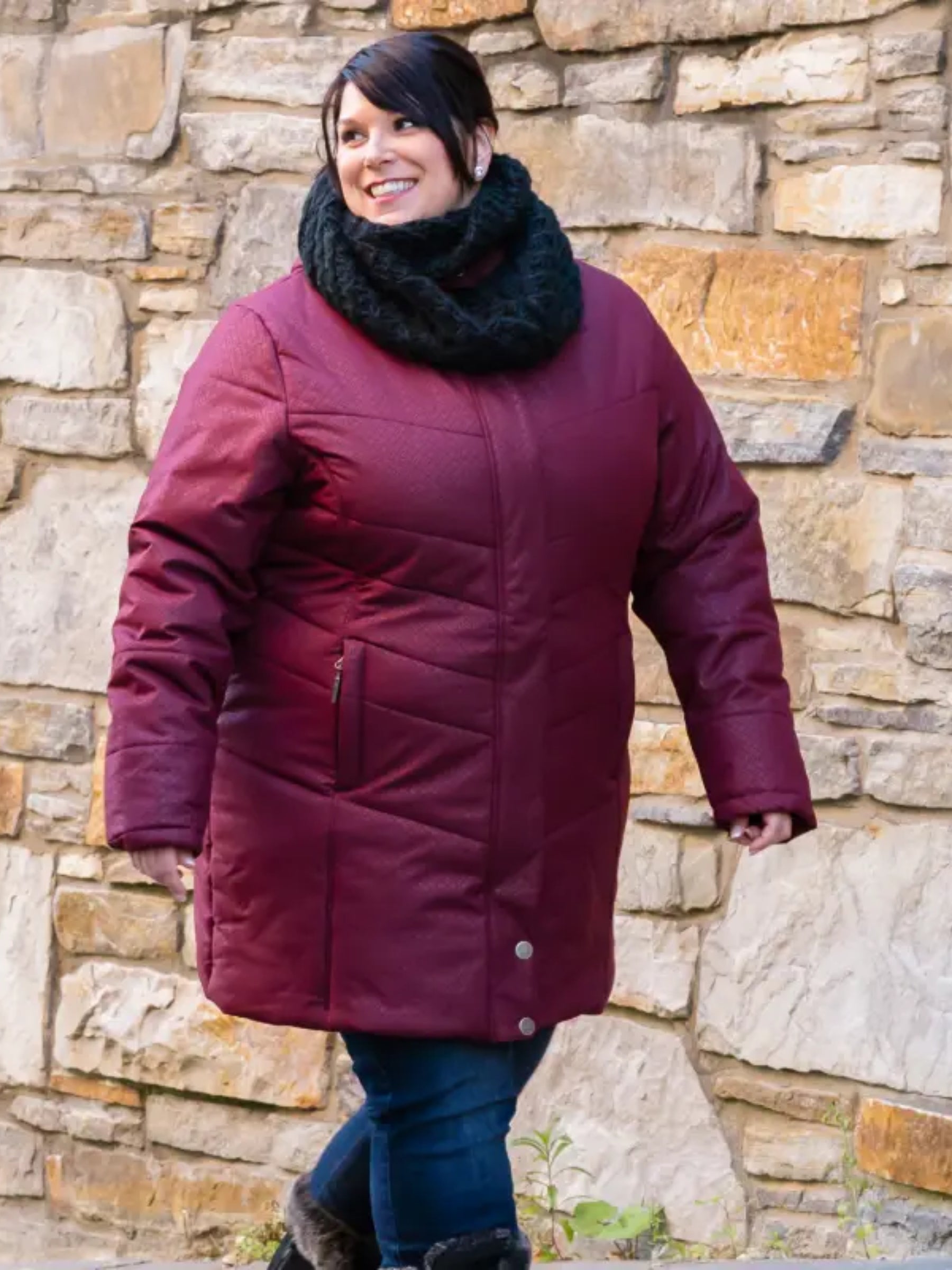Vogue Plus Size Winter Coat - Cabernet