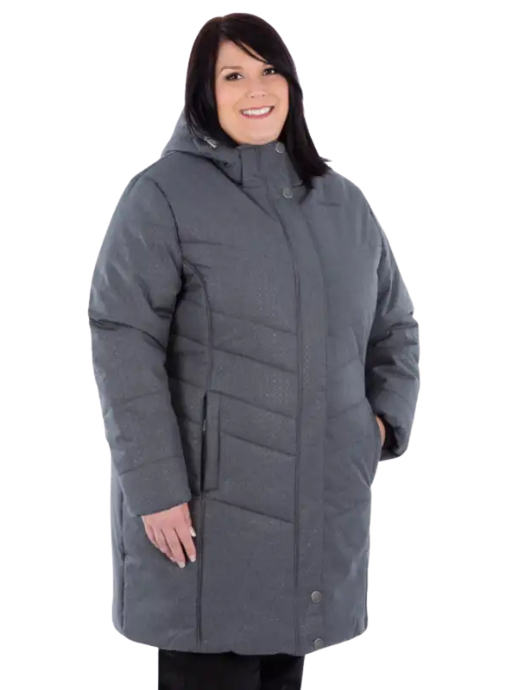 Manteau d'Hiver Vogue Taille Plus - Gris Foncé