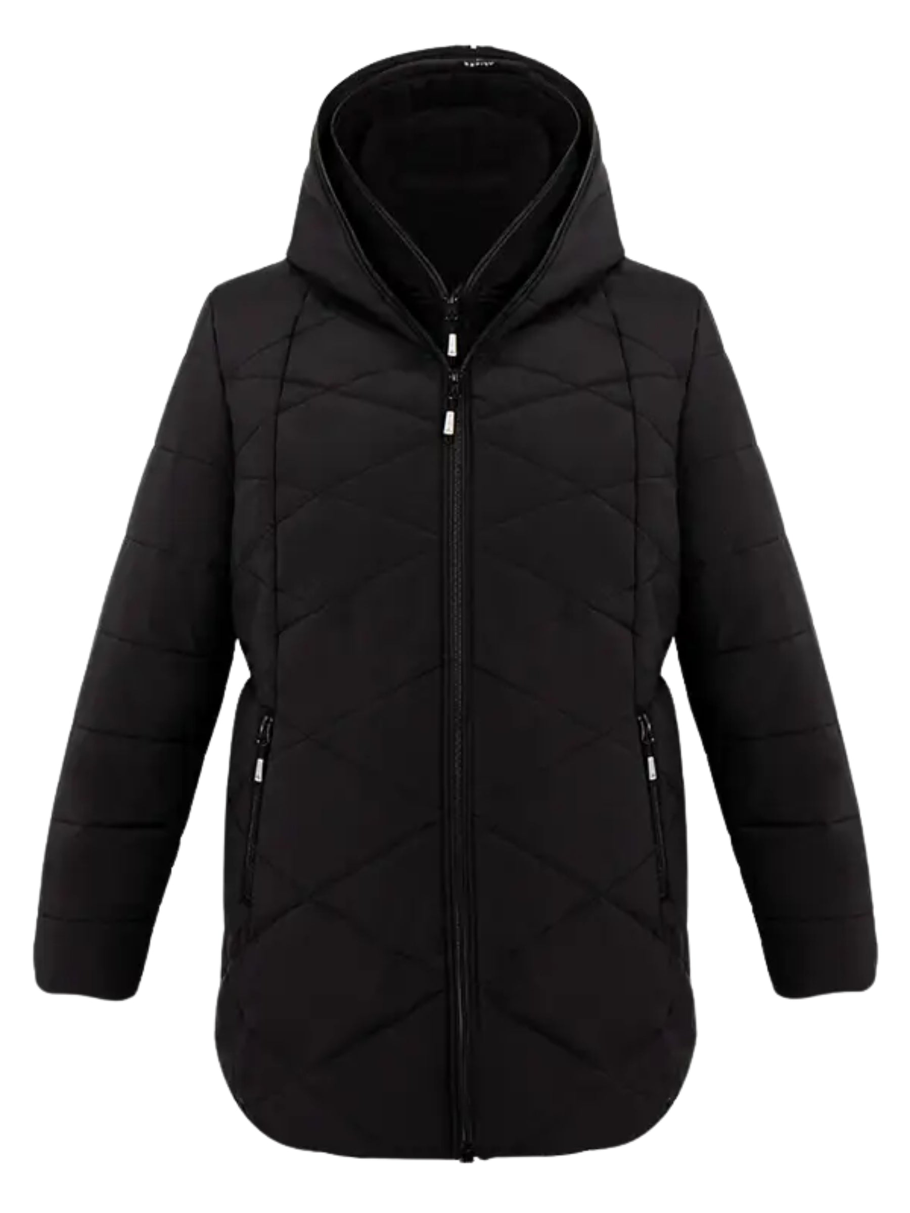 Manteau d'Hiver ZIGZAG Taille Plus - Noir & Noir