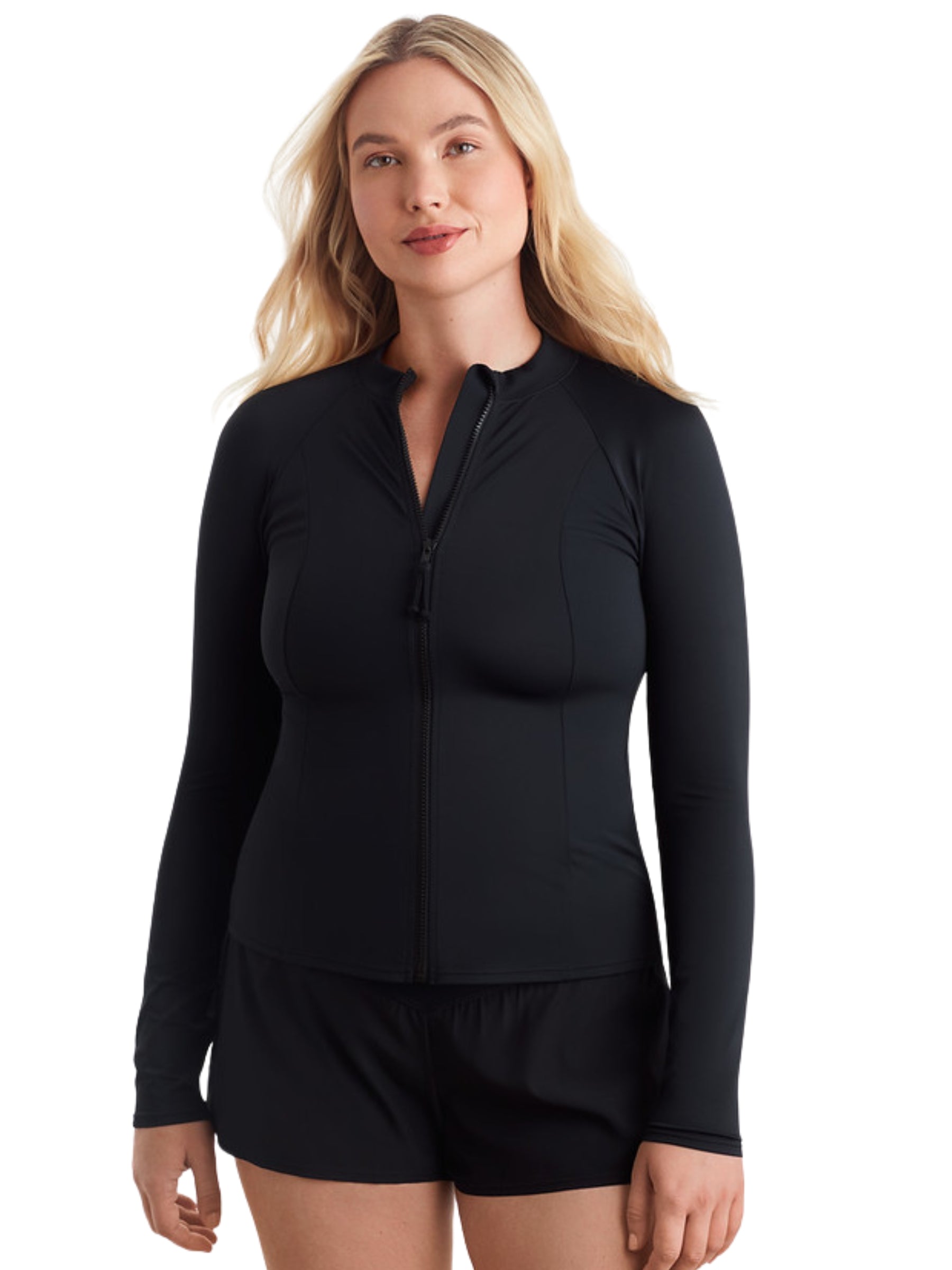 Rashguard Fashion Solid Taille Plus - Noir