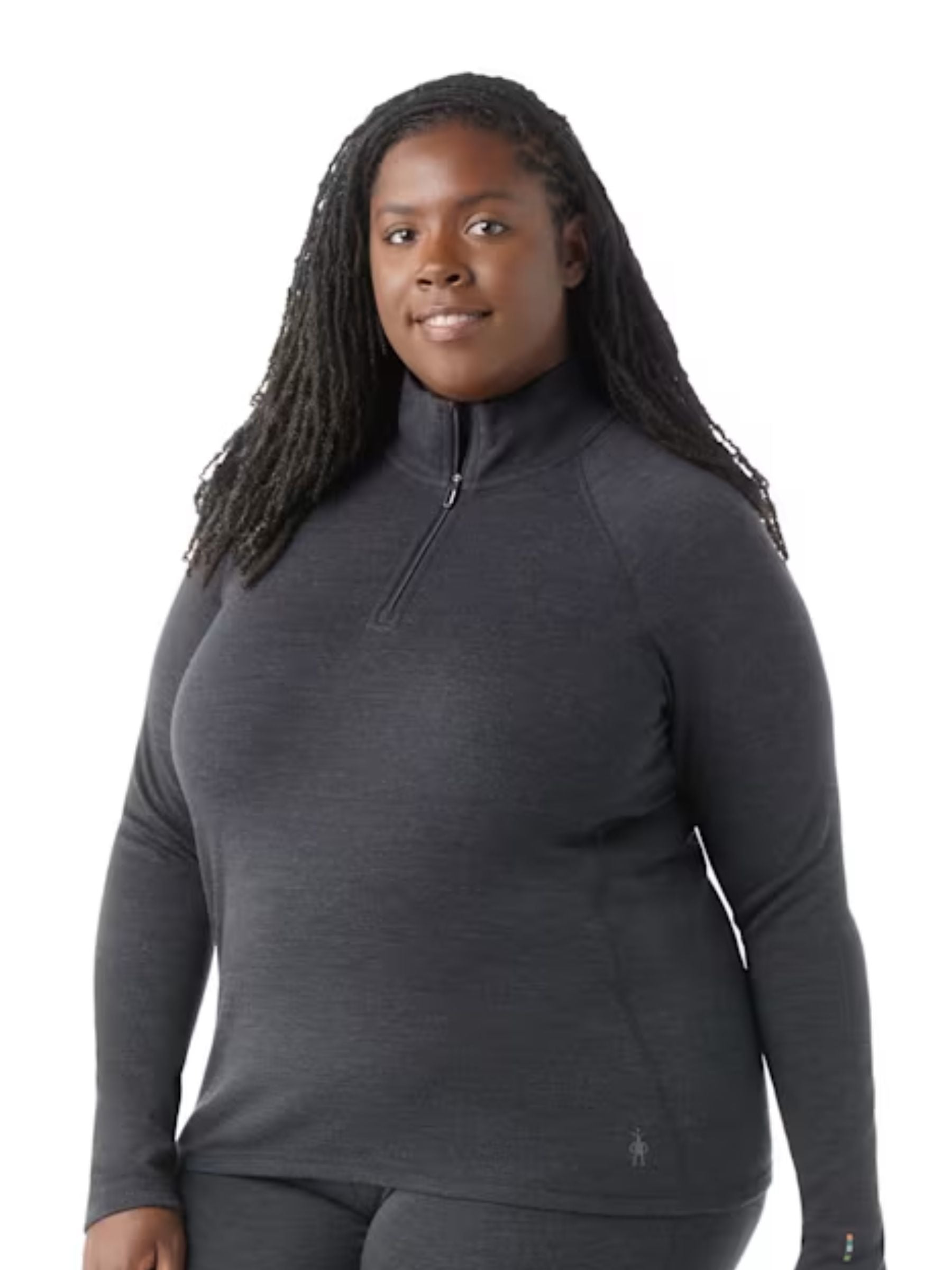 Couche de Base Thermique Chandail Merino 1/4 Zip Taille Plus - Charcoal Heather