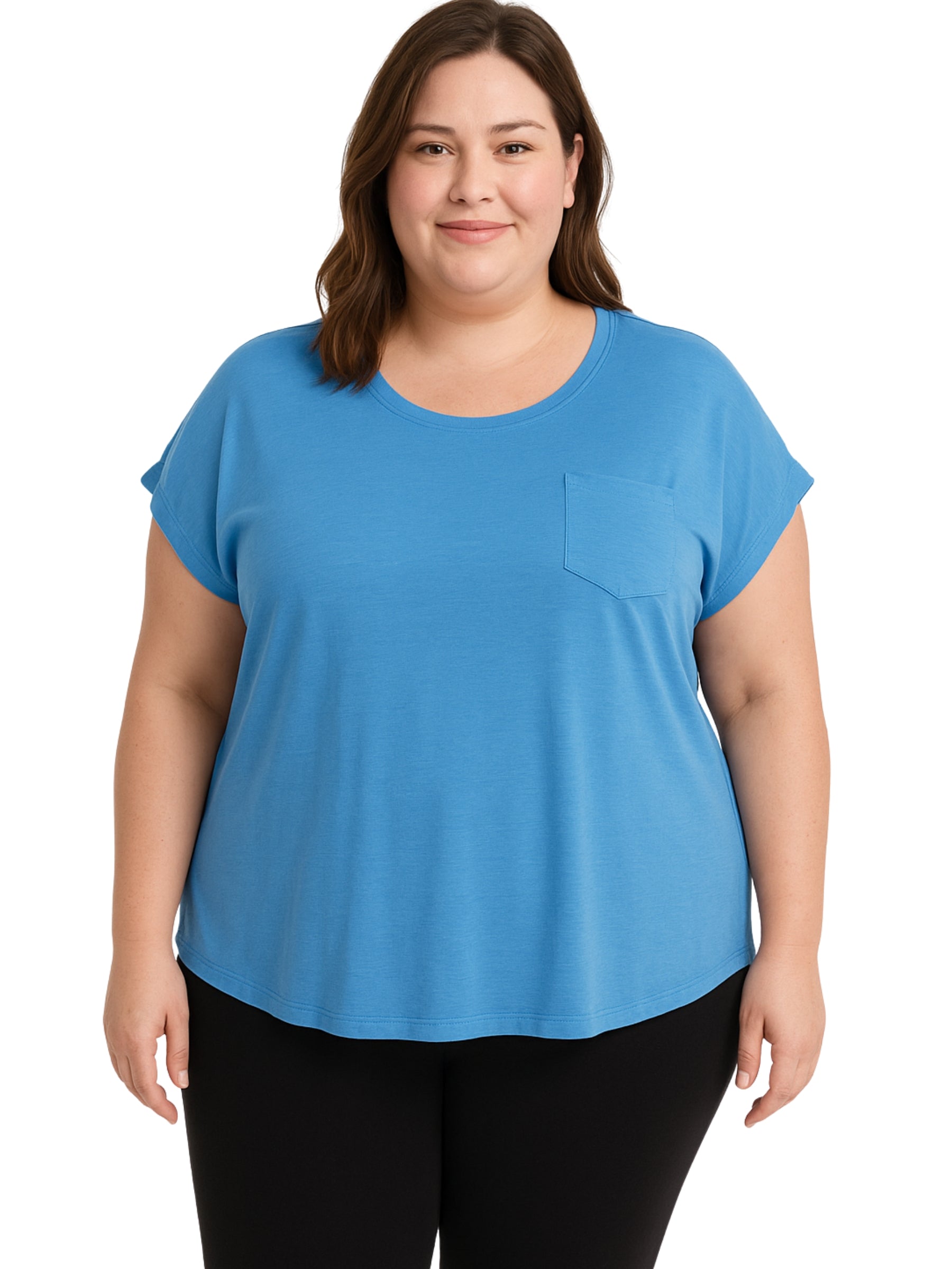 T-Shirt Manche Courte Taille Plus - Bleu Pâle