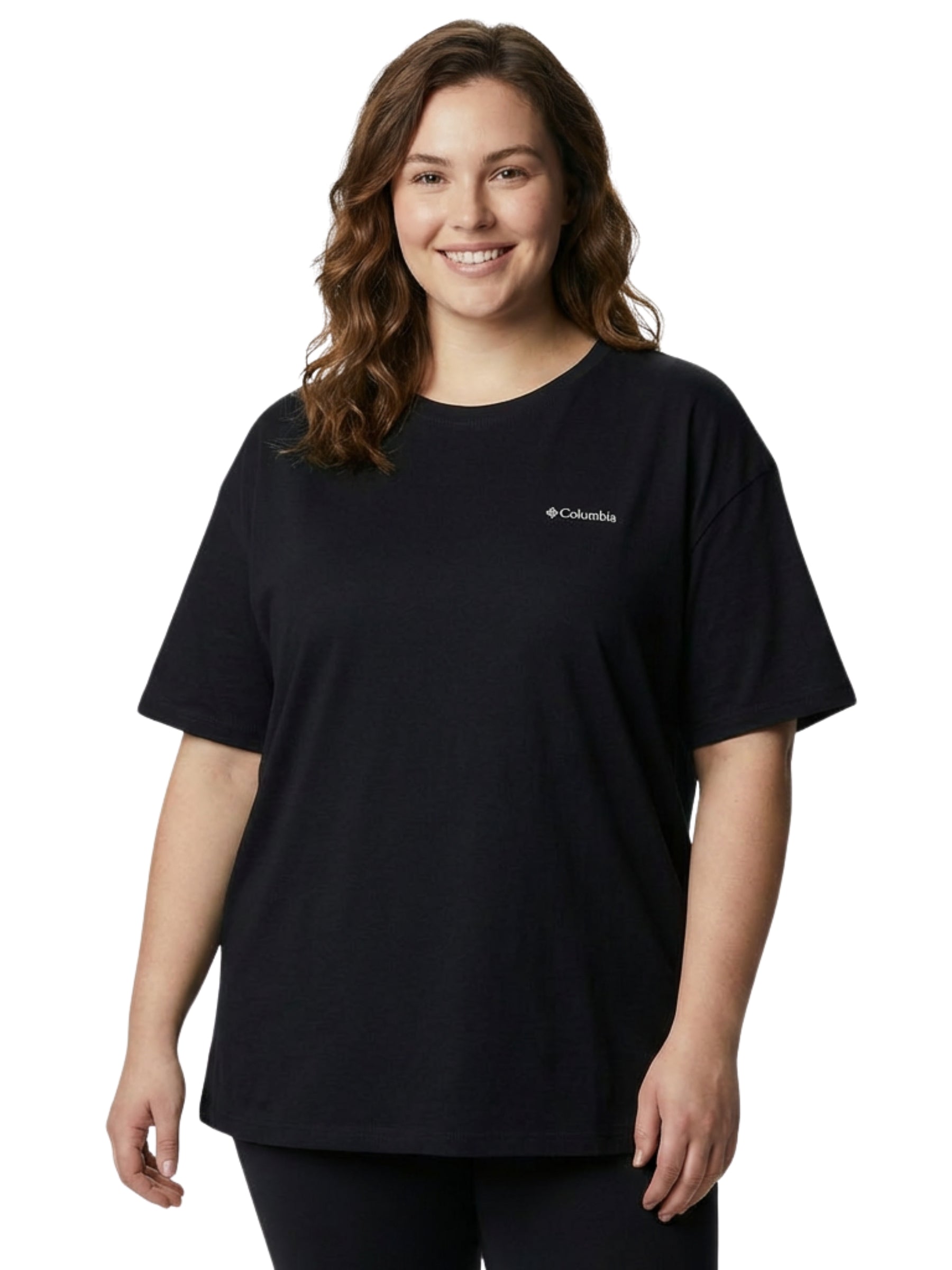 Rolling Bend Graphic Print T-Shirt Plus Size - Black & Floral Groove