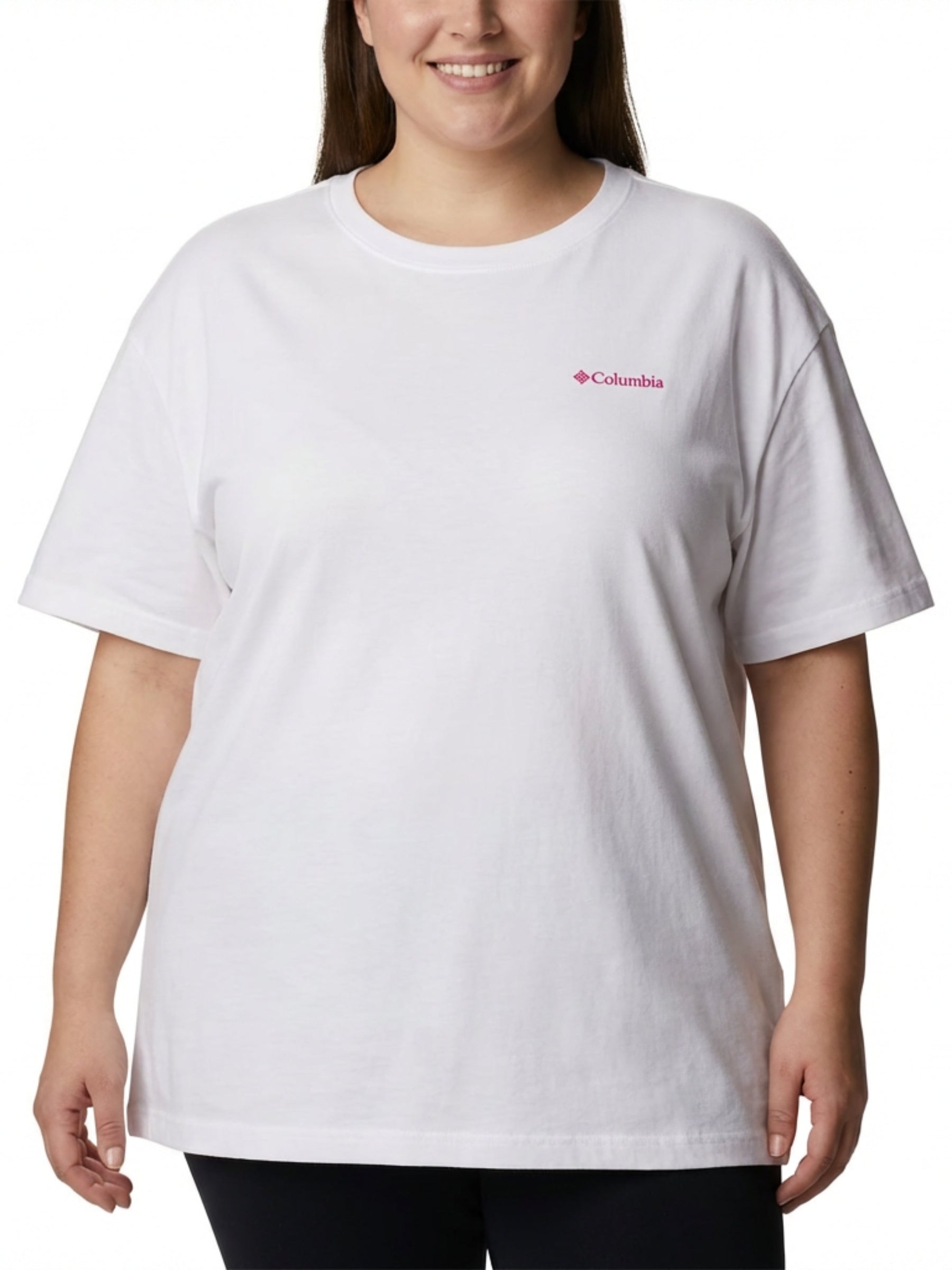 Rolling Bend Graphic Print T-Shirt Plus Size - White & Floral Groove