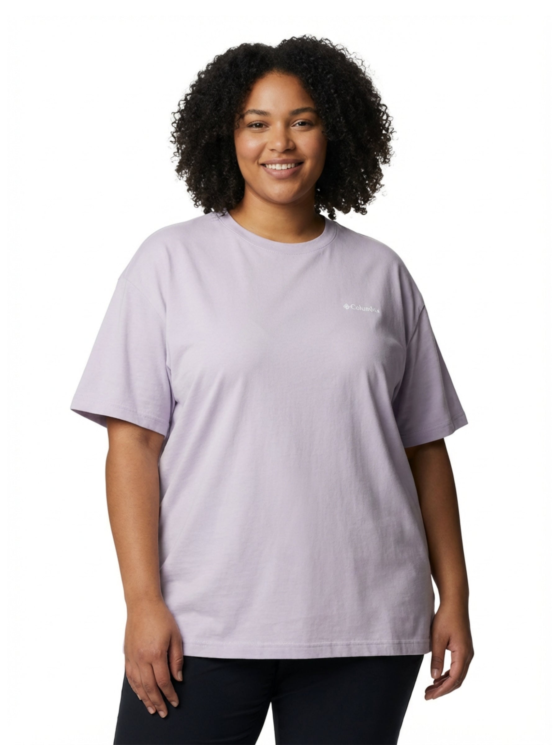 T-shirt à Imprimé Graphique Rolling Bend Taille Plus - Lavender Pearl & Floral Groove