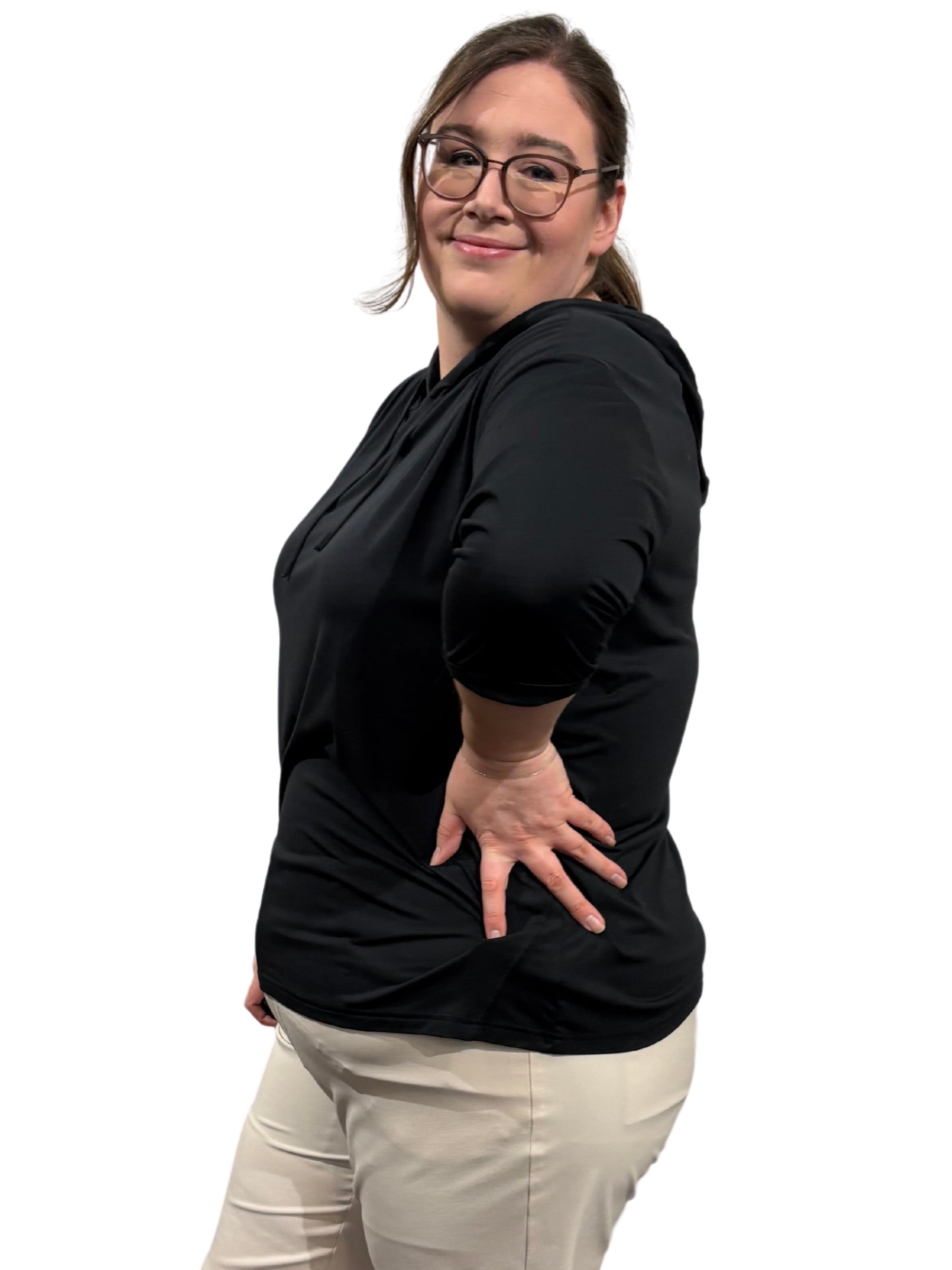 Chandail à Manches ¾ Taille Plus - Noir