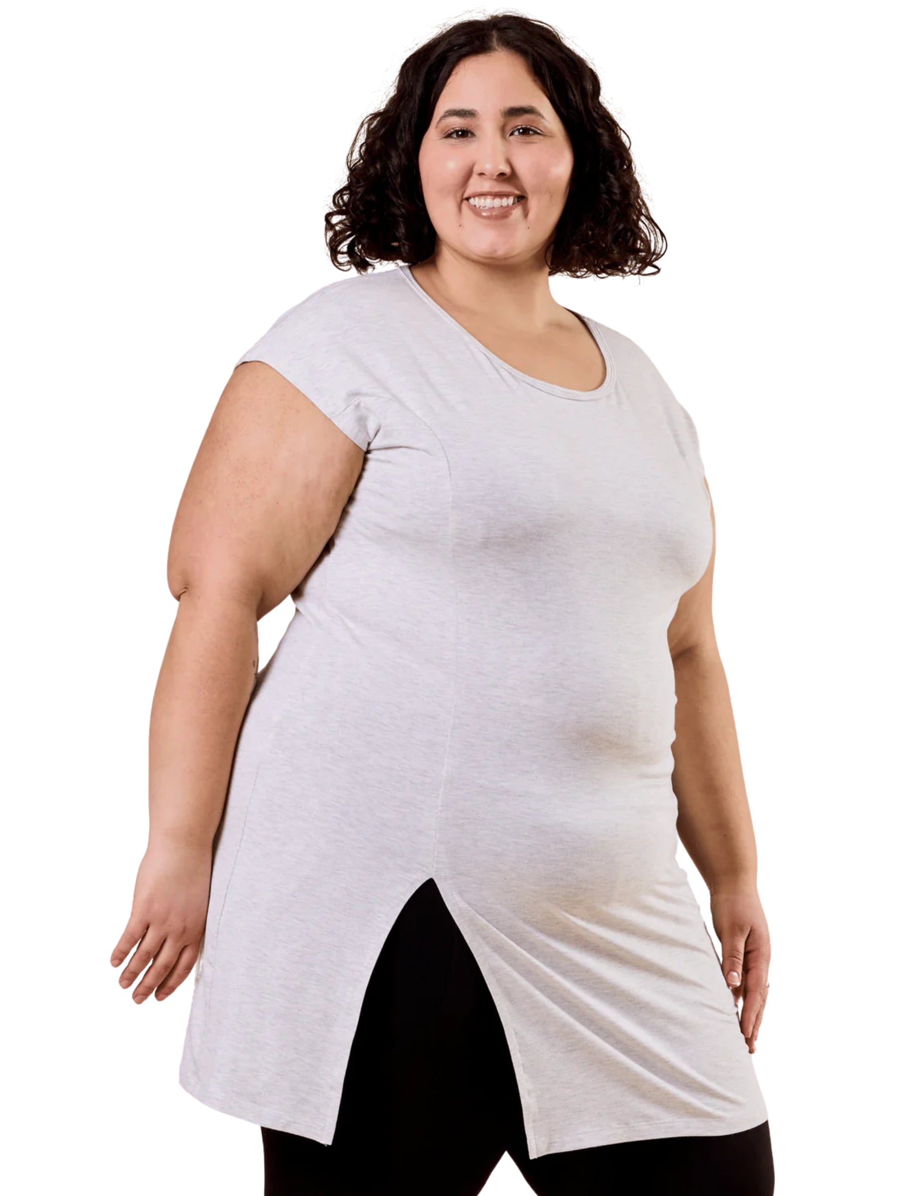 Tunique à Fente Taille Plus - Brume