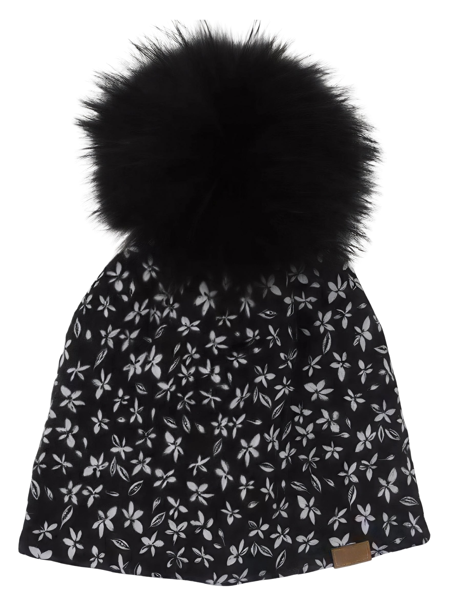 Tuque Fleur Noir - Noir (Pompon Noir)