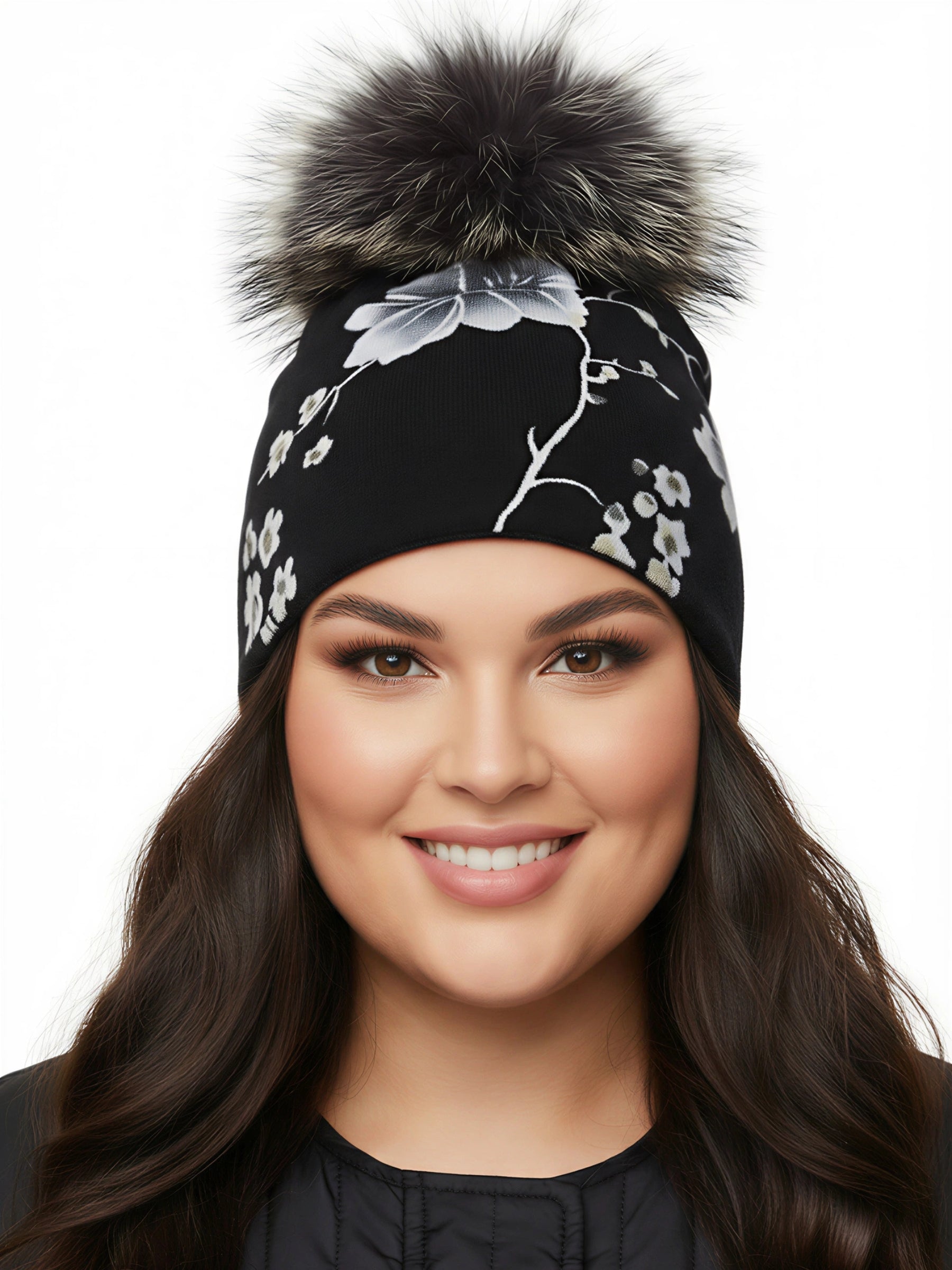 Grey-Black Beanie (Charcoal Pom-Pom)