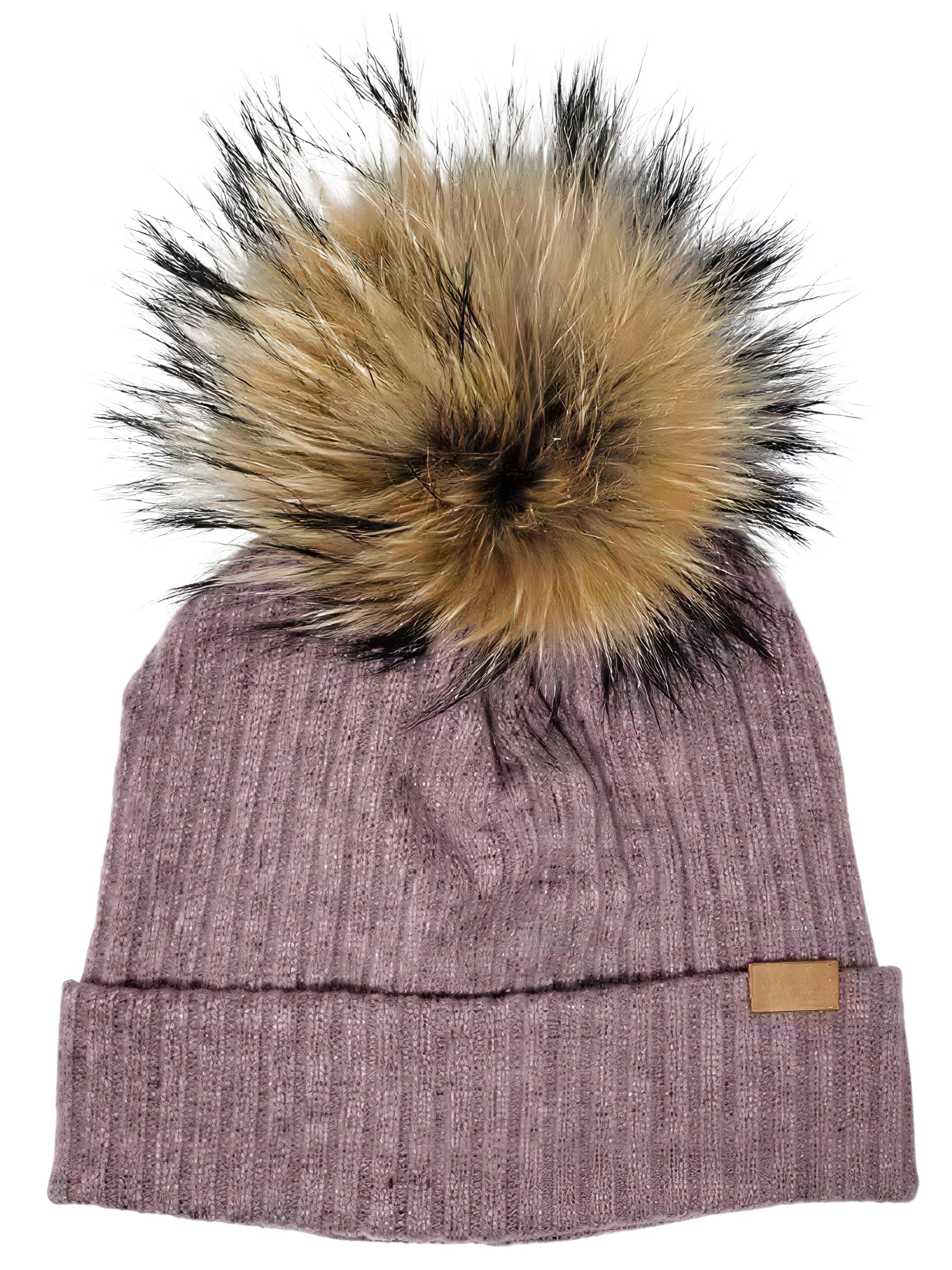 Tuque à Rebord - Framboisier (Pompon Naturel)