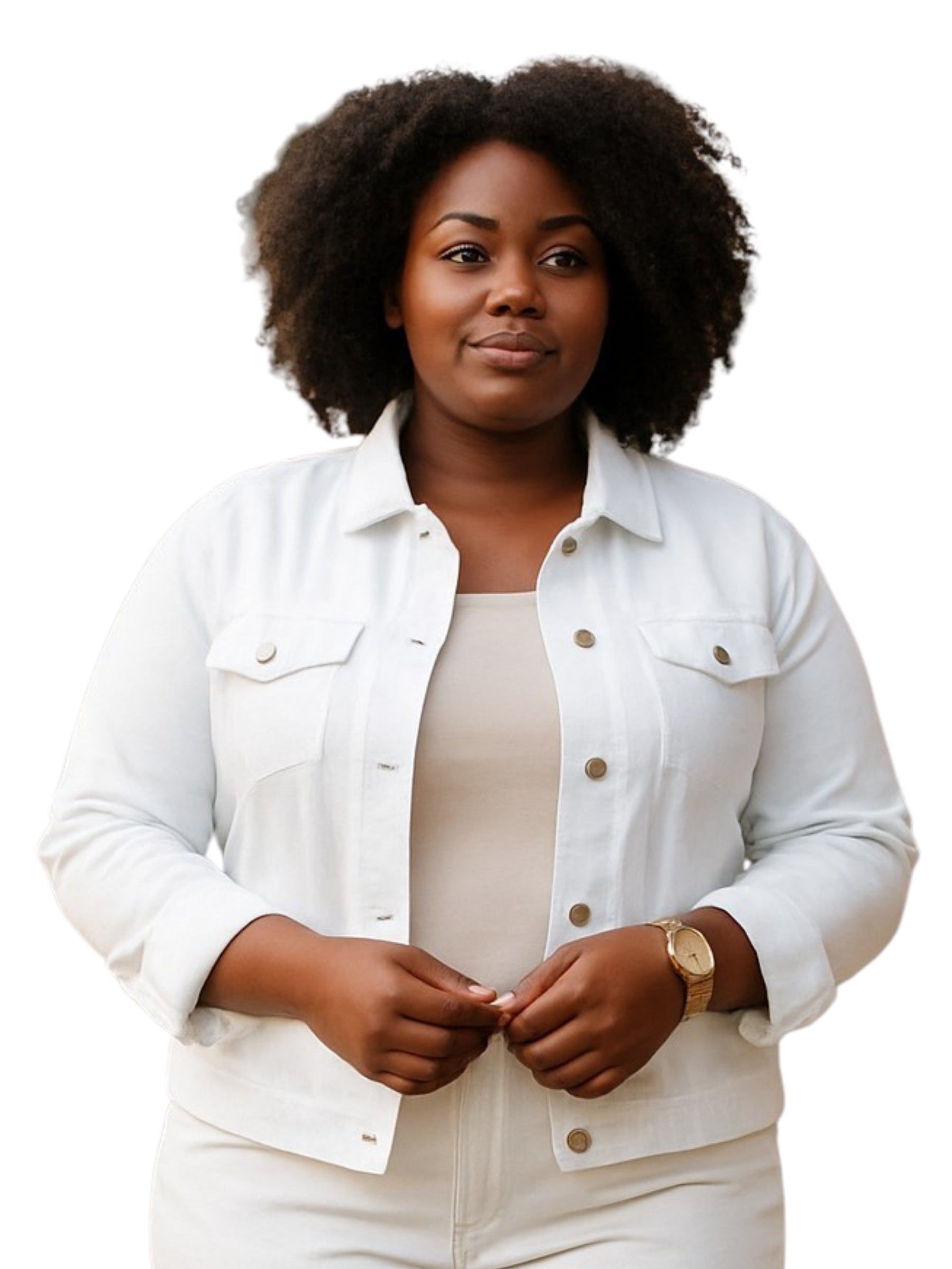 Veste de Jeans Gabriella Taille Plus - White