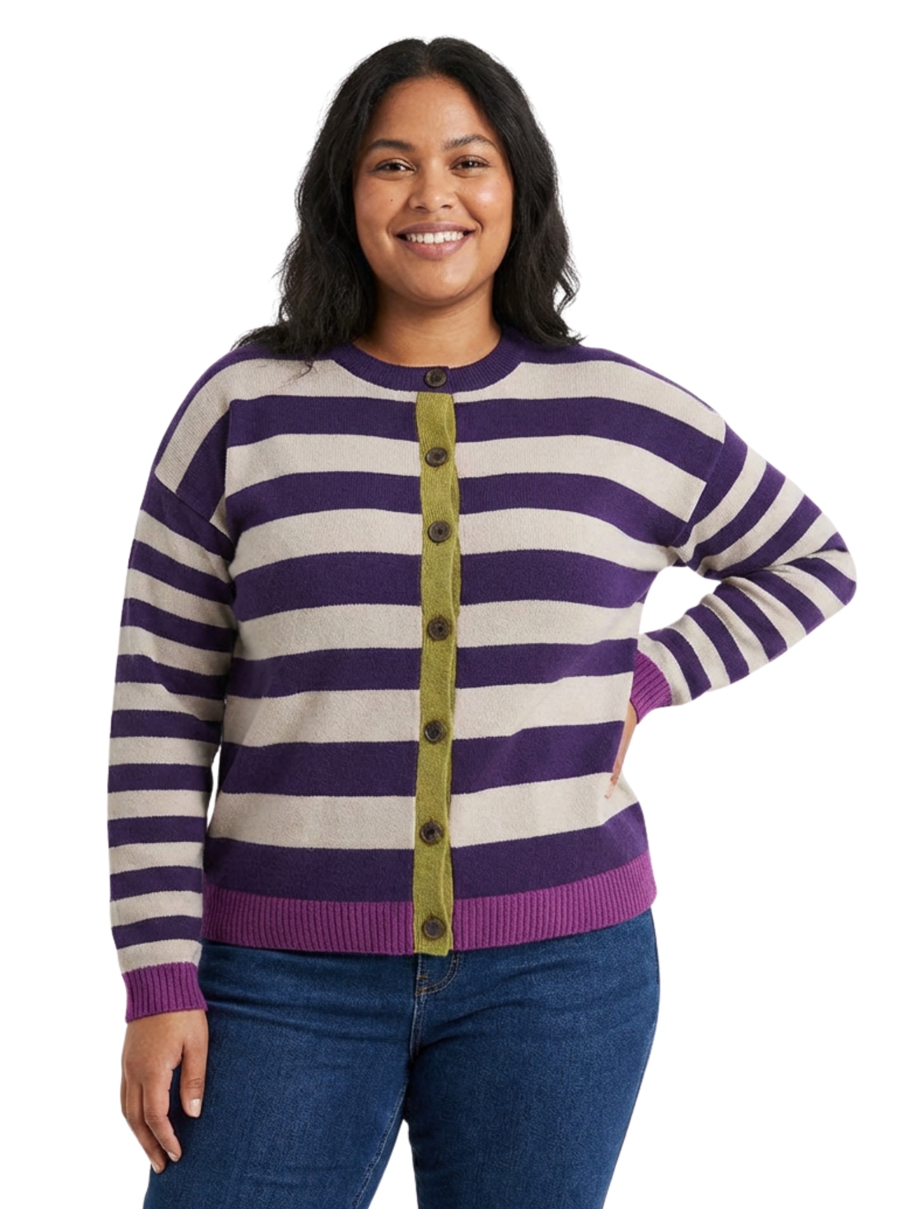 Cardigan Pinwell Taille Plus - Bright Shape Dark Violet Mix