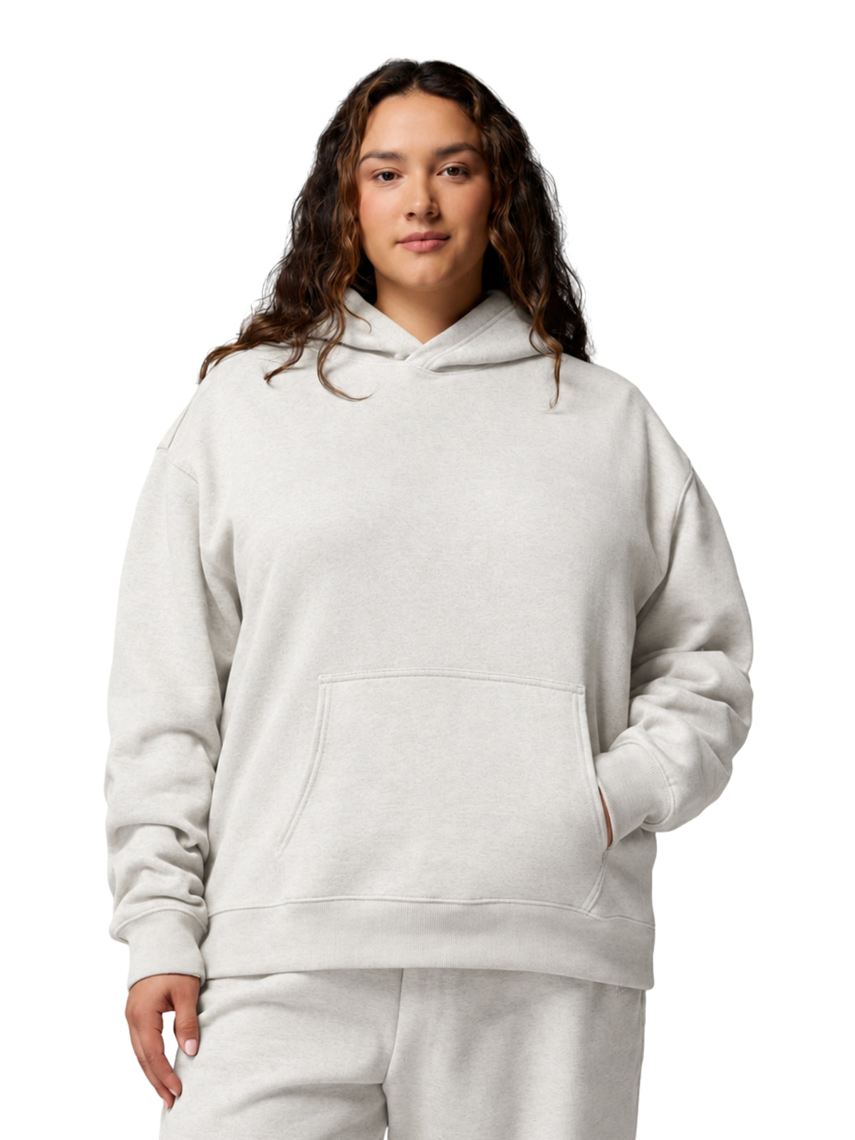 Amber Glow Plus Size Hoodie - Sea Salt Heather