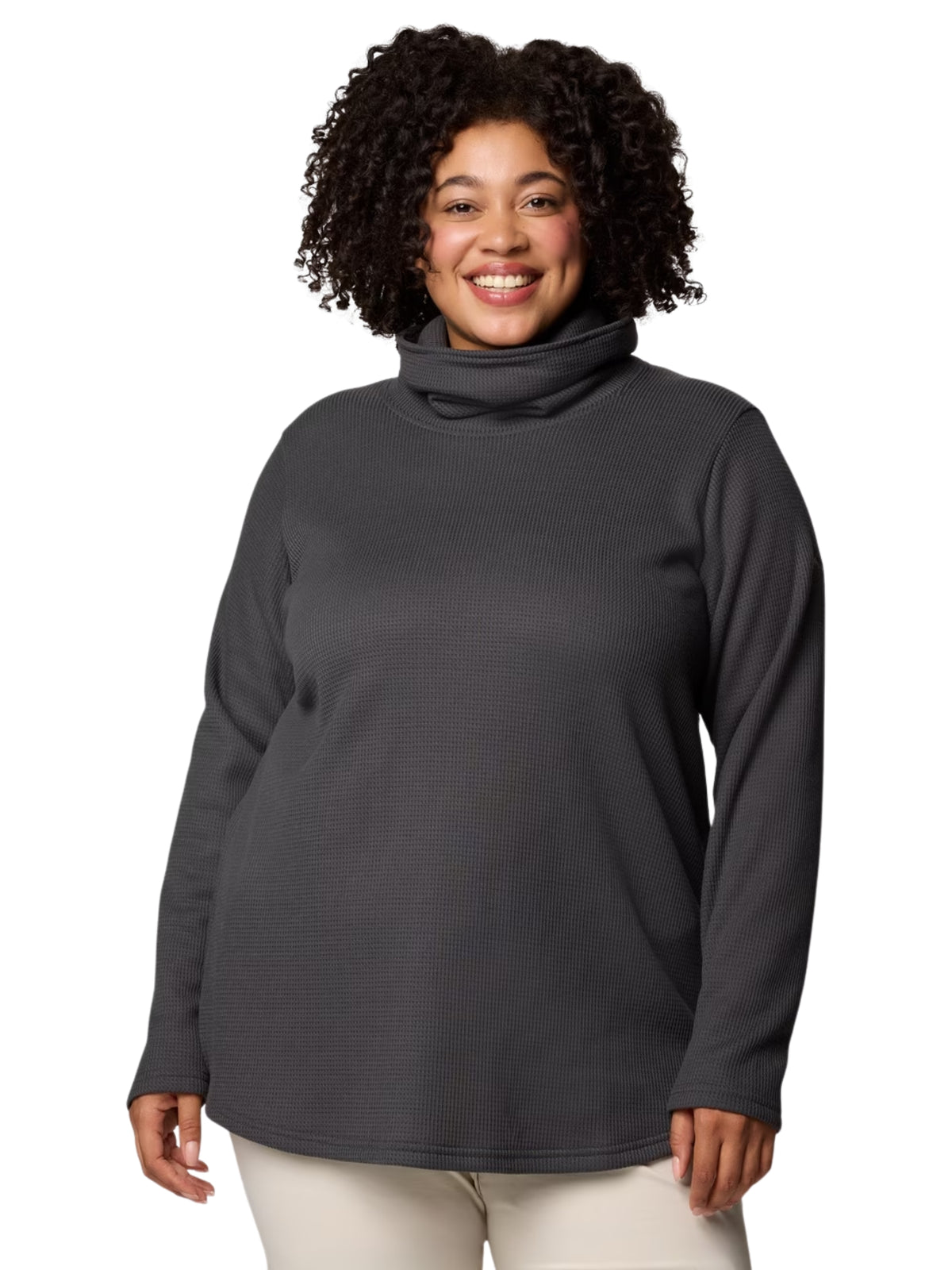 Plus Size Holly Hideaway Waffle Cowl Neck Top - Shark