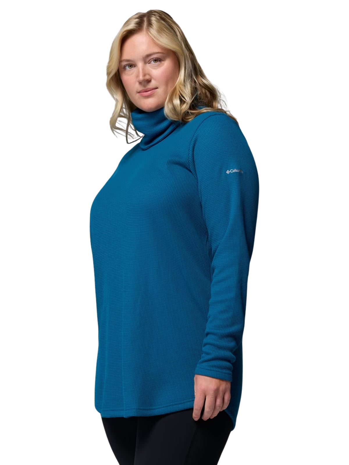 Plus Size Holly Hideaway Waffle Cowl Neck Top - Phoenix Blue