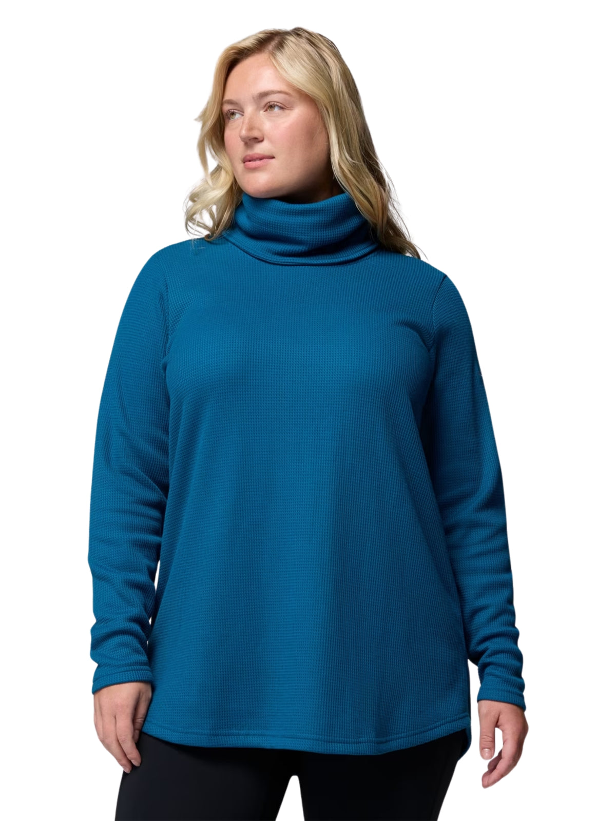 Plus Size Holly Hideaway Waffle Cowl Neck Top - Phoenix Blue