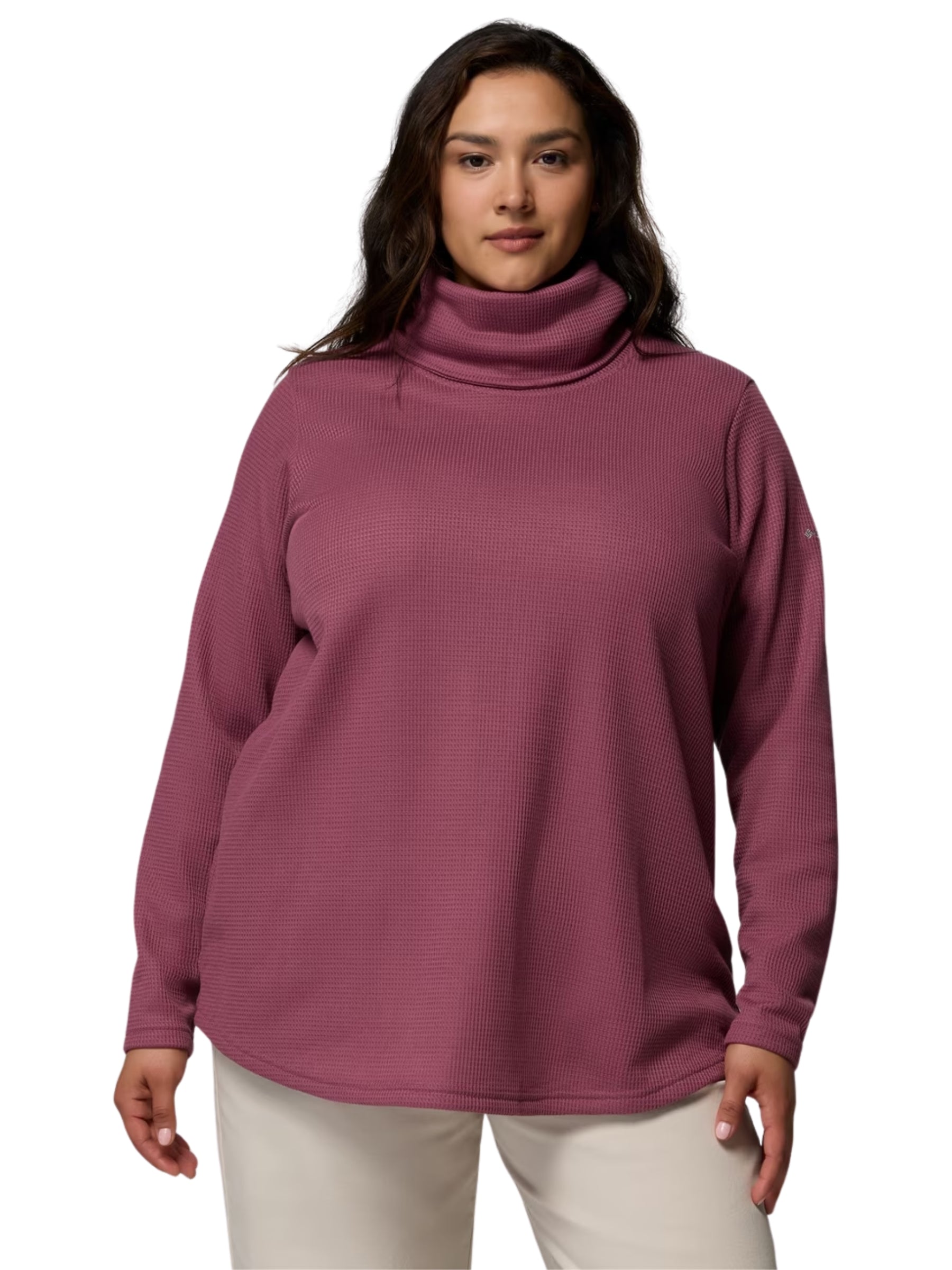 Plus Size Holly Hideaway Waffle Cowl Neck Top - Antique Mauve
