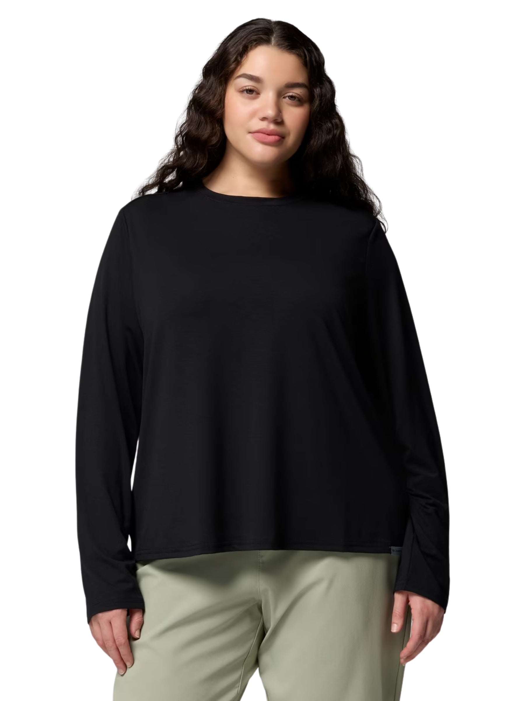 CSC Plus Size Soft Stretch Long Sleeve Shirt - Black