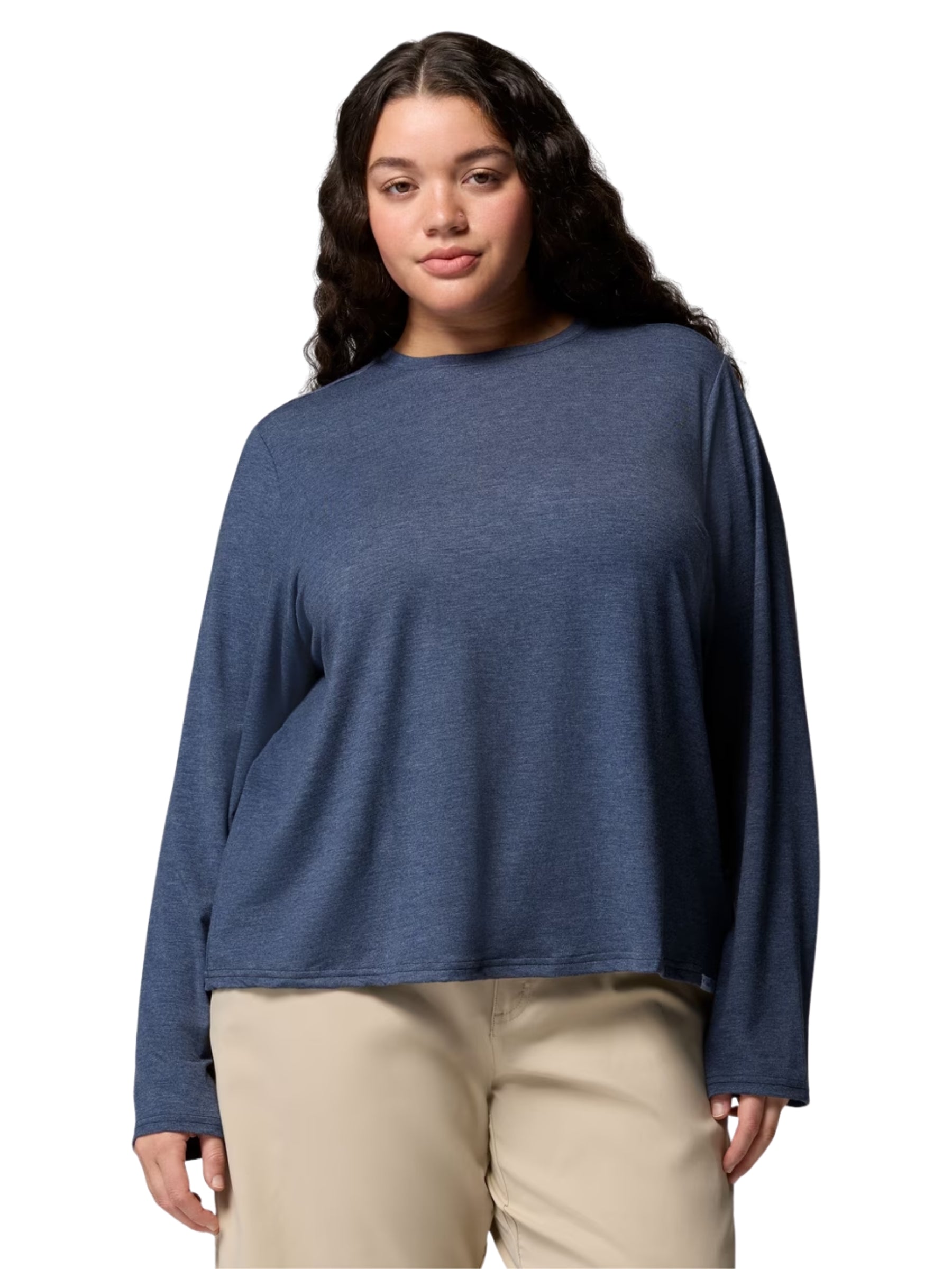 CSC Plus Size Soft Stretch Long Sleeve Shirt - Collegiate Navy Heather