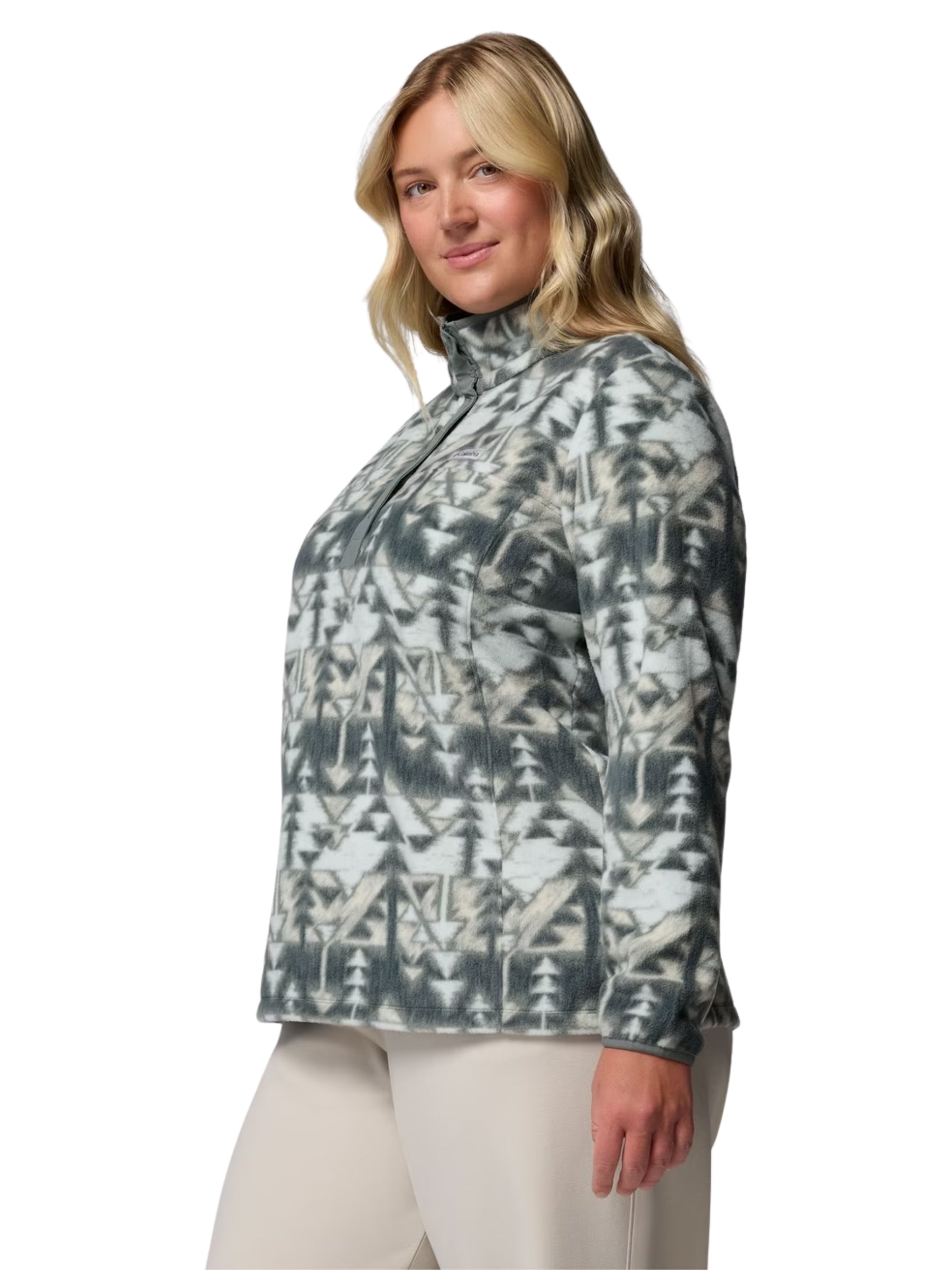 Women's Plus Size Benton Springs Snap-Front Fleece Printed Pullover - Sedona Sage Sketchup