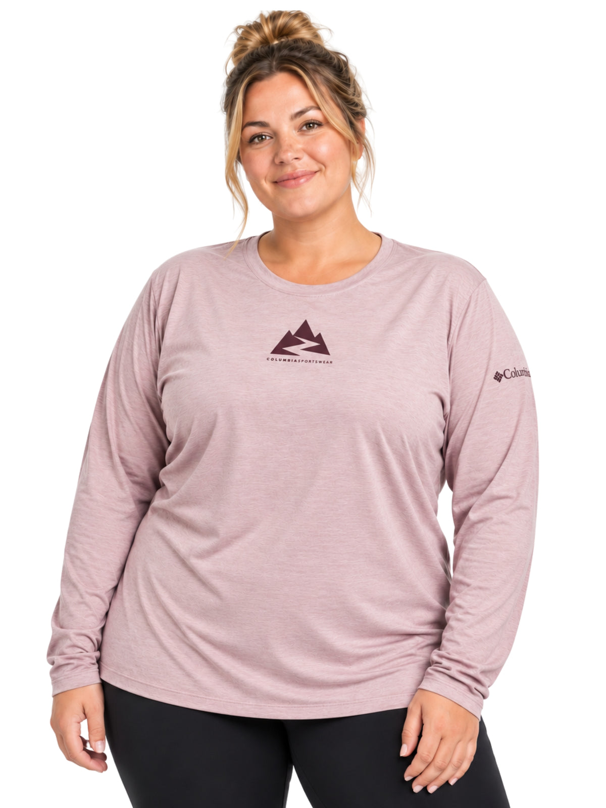 Parsons Point Plus Size Printed Long Sleeve Shirt - Mineral Pink Heather & Zigzag Climb