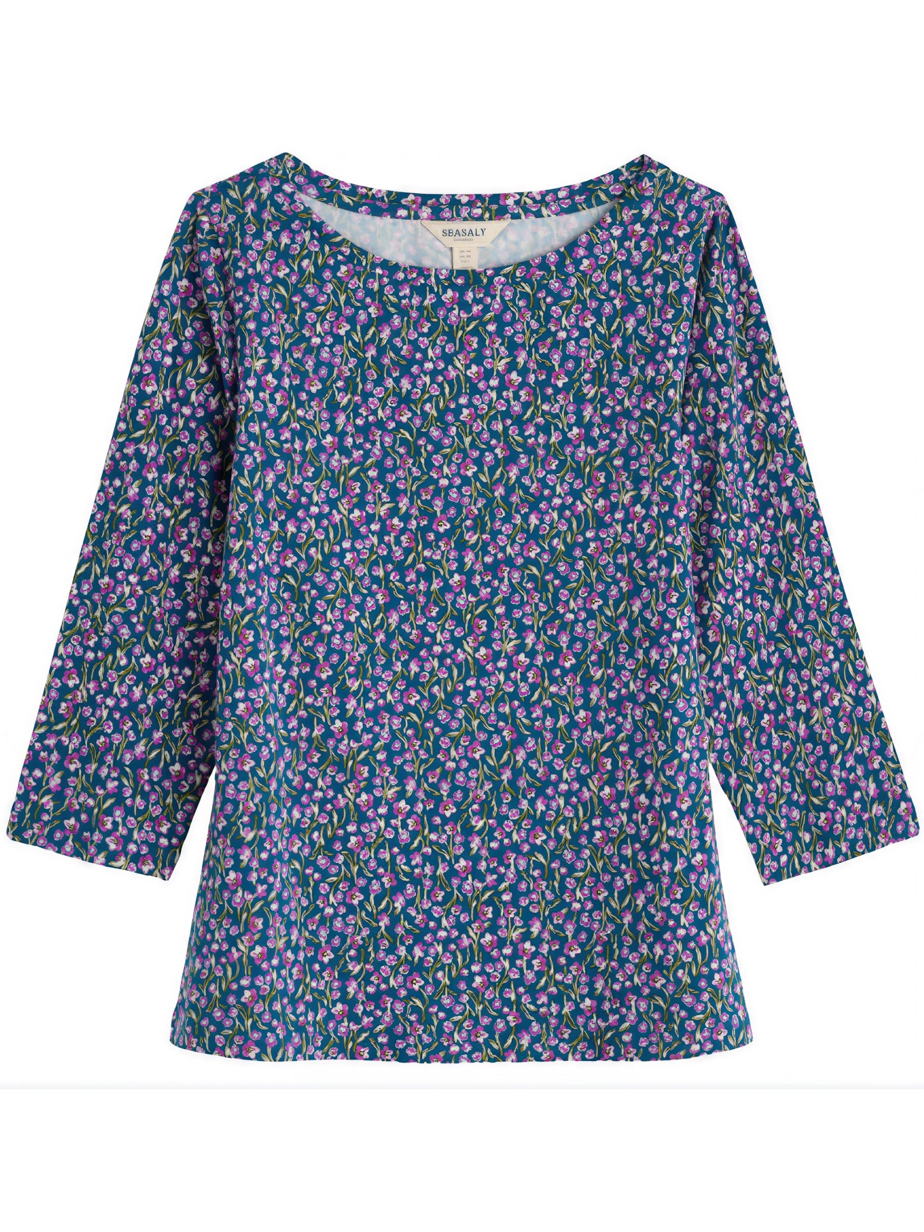 Chandail Manches 3/4 Easel Taille Plus - Flax Flower Bright Orchid