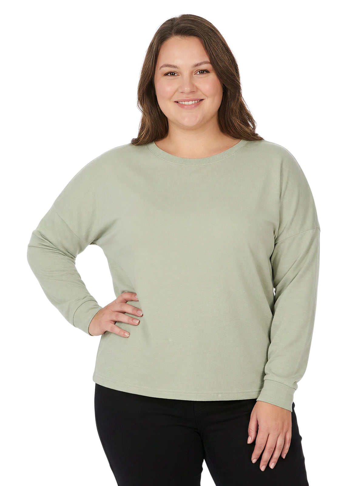 Shimona Long Plus Size Long Sleeve Tee - Dusty Green