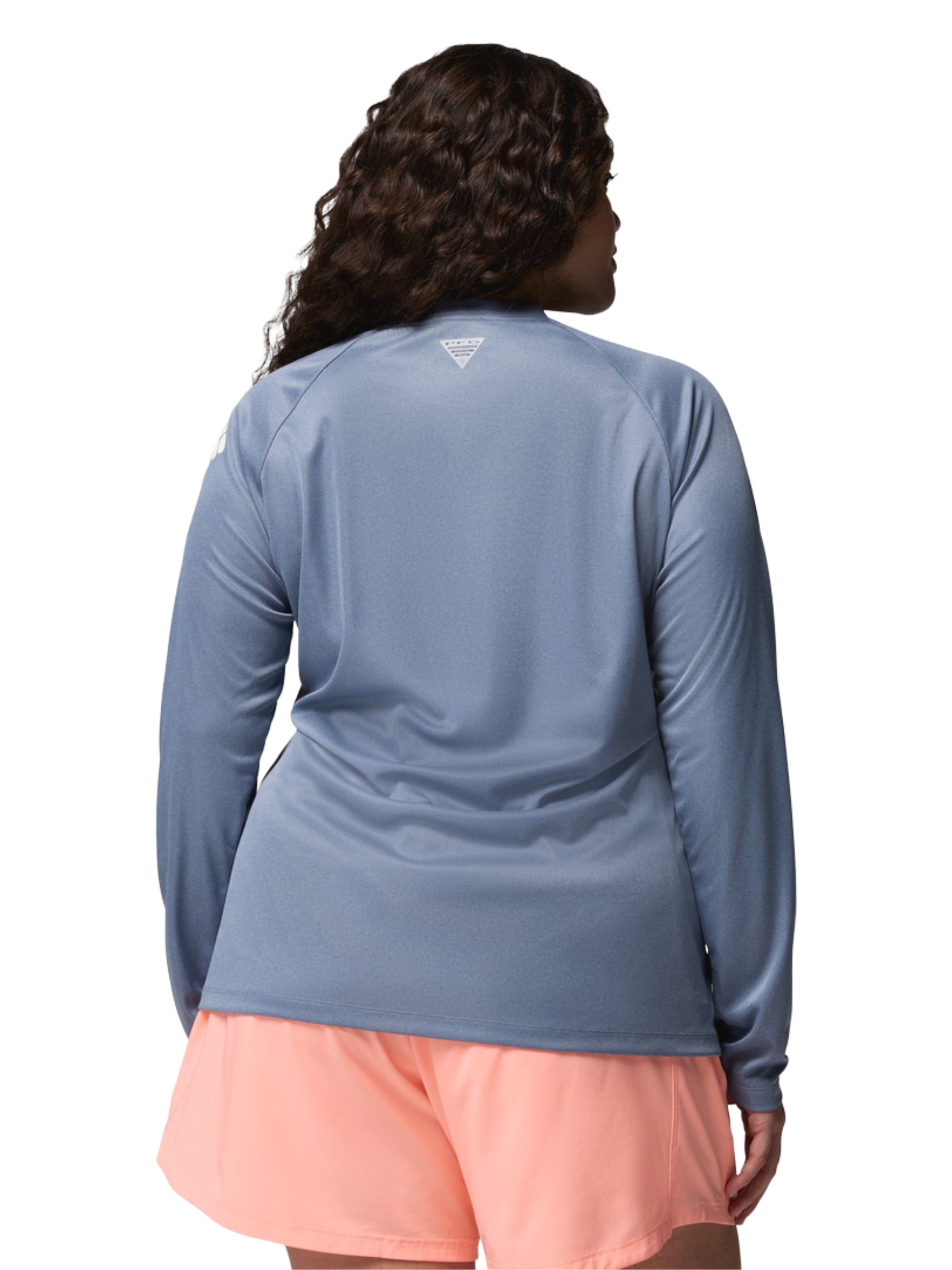PFG Tidal Tee II Plus Size Long Sleeve Tee - New Moon Heather & White Logo
