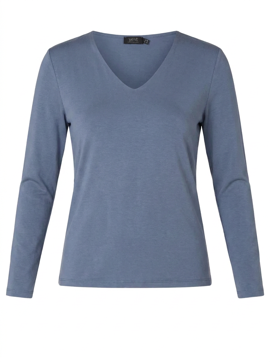 Guinevra Essential Plus Size Top - Faded Blue