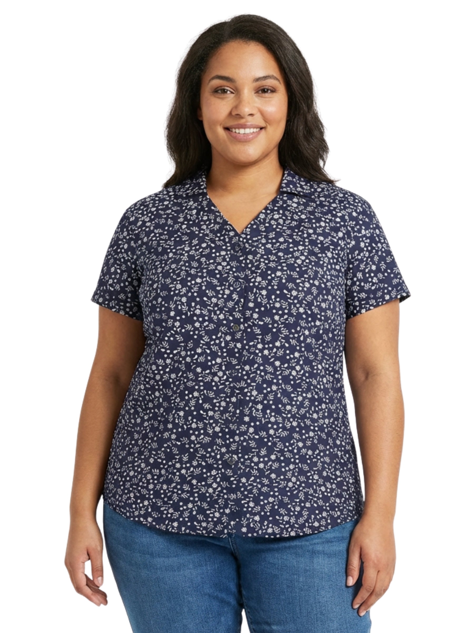KOS 86 Plus Size Short Sleeve Shirt - Night Blue