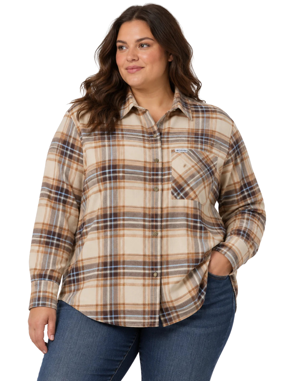 Chemise en Flanelle Calico Basin Taille Plus - Ancient Fossil & Textured Plaid