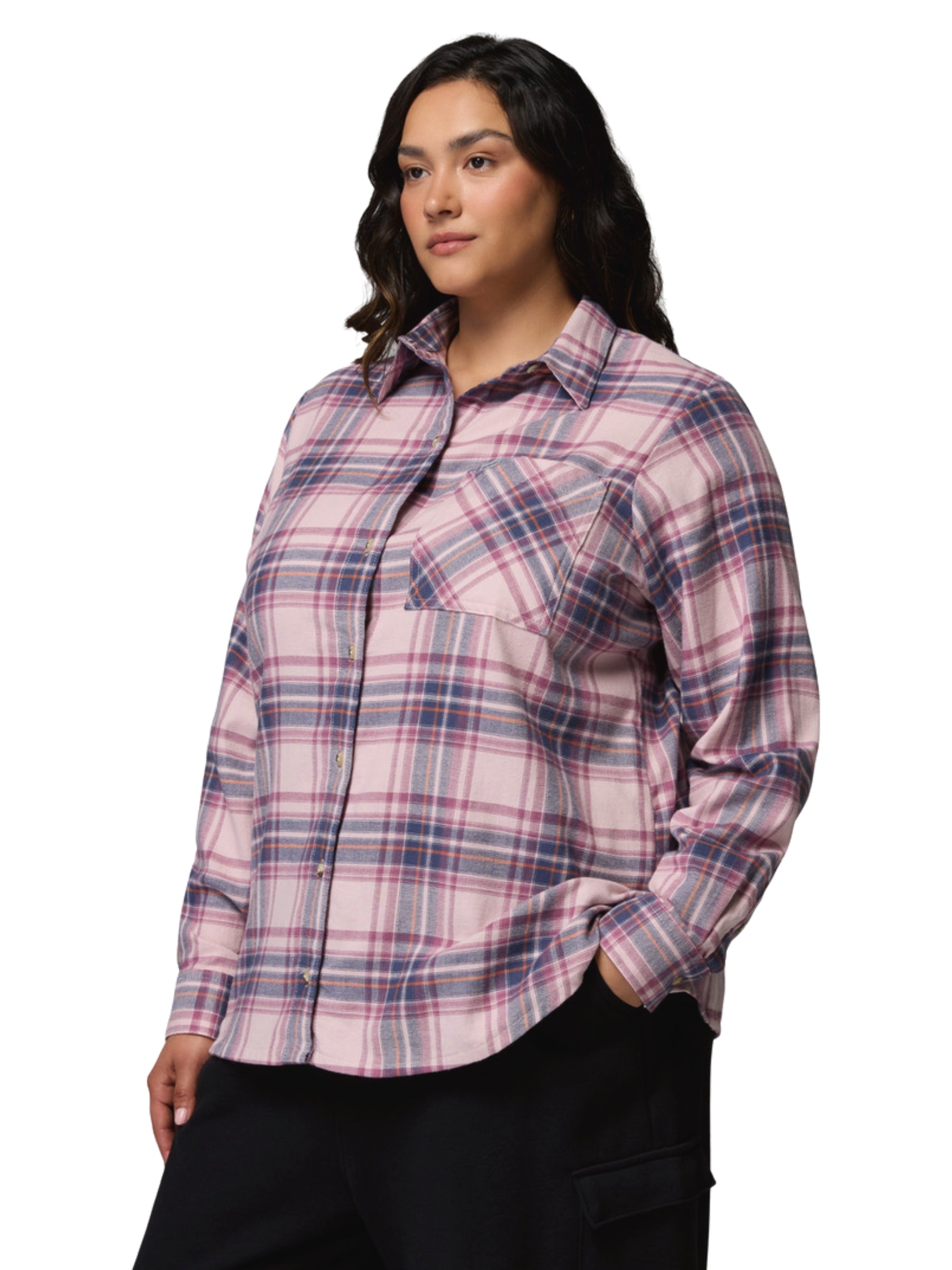 Chemise en Flanelle Calico Basin Taille Plus - Mineral Pink & Textured Plaid