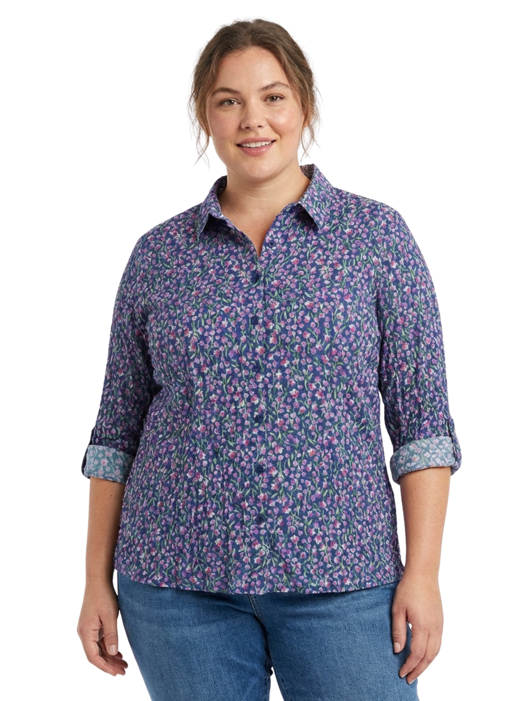 Chemise Larissa Taille Plus - Flax Flower Bright Orchid