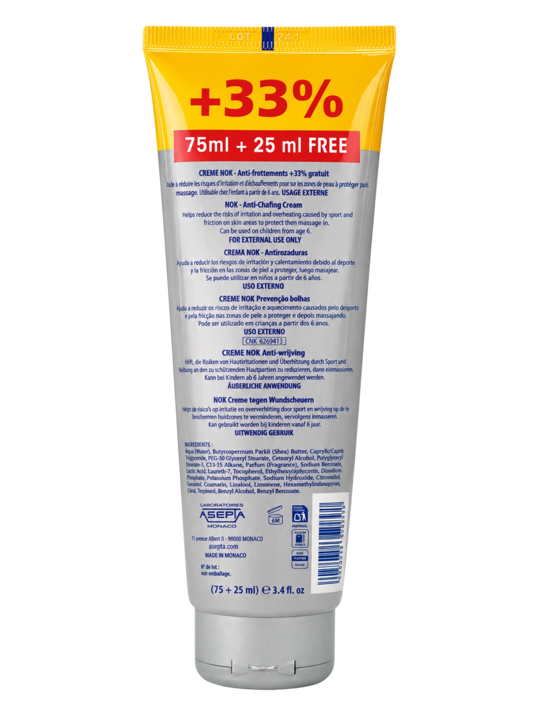 Crème Anti-Frottements NOK - 75ml + (25ml Gratuit)