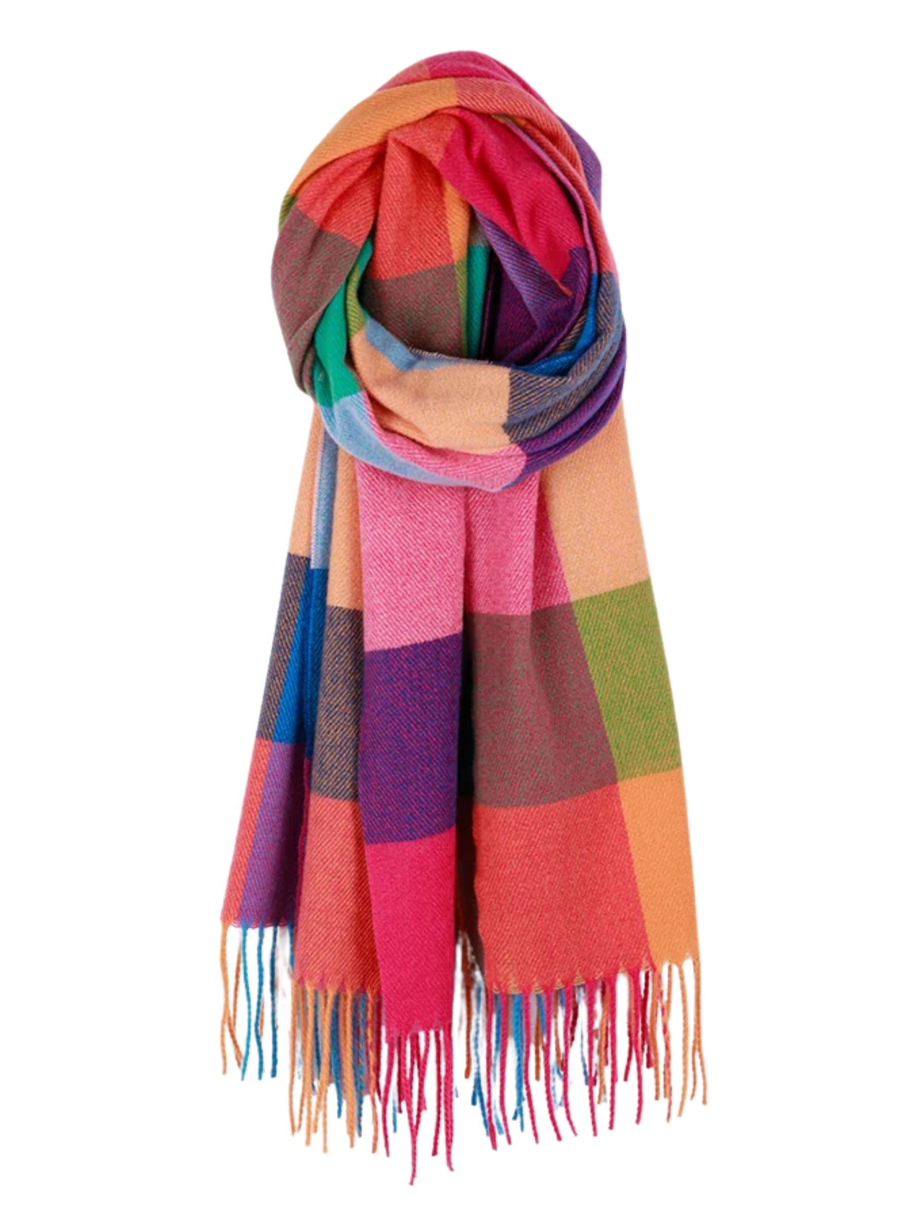 Foulard Chaud Avec Motifs à Carreaux - Fuchsia